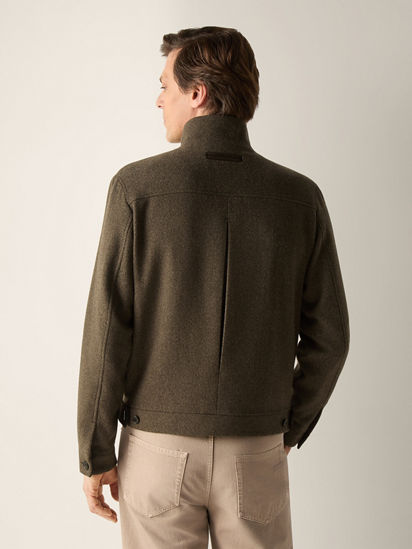 Dark Olive Green Mélange Wool and Cashmere Blouson FW26 39399688