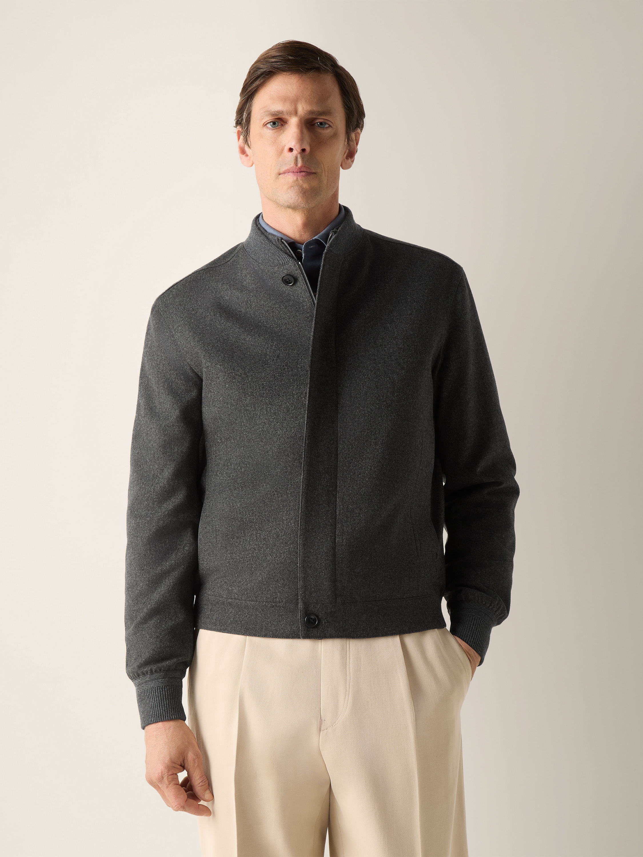 Dark Grey Multimélange Oasi Cashmere Elements Bomber Product detail photo #3