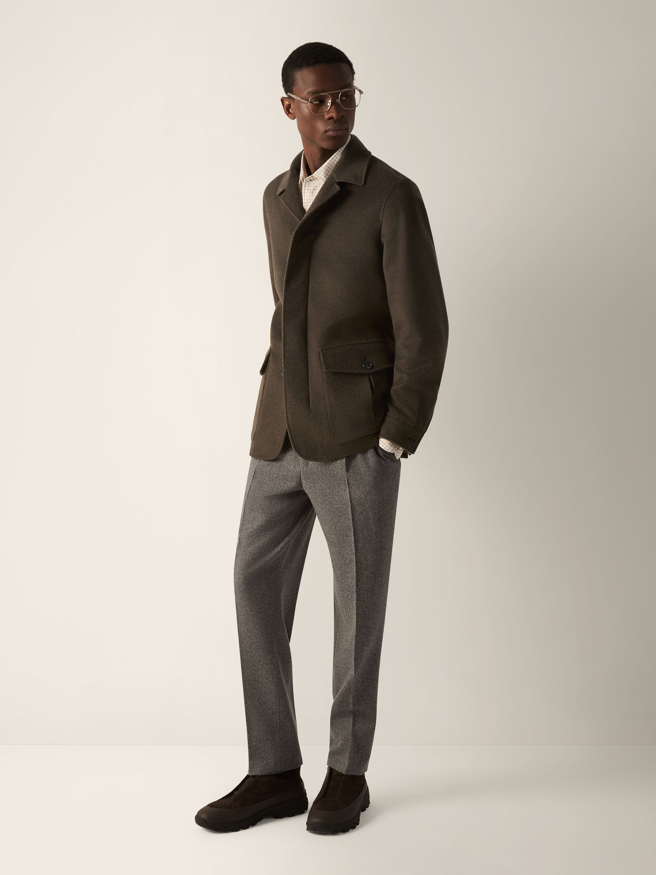Dark Olive Green Oasi Cashmere Elements Falcon Jacket Product detail photo #1