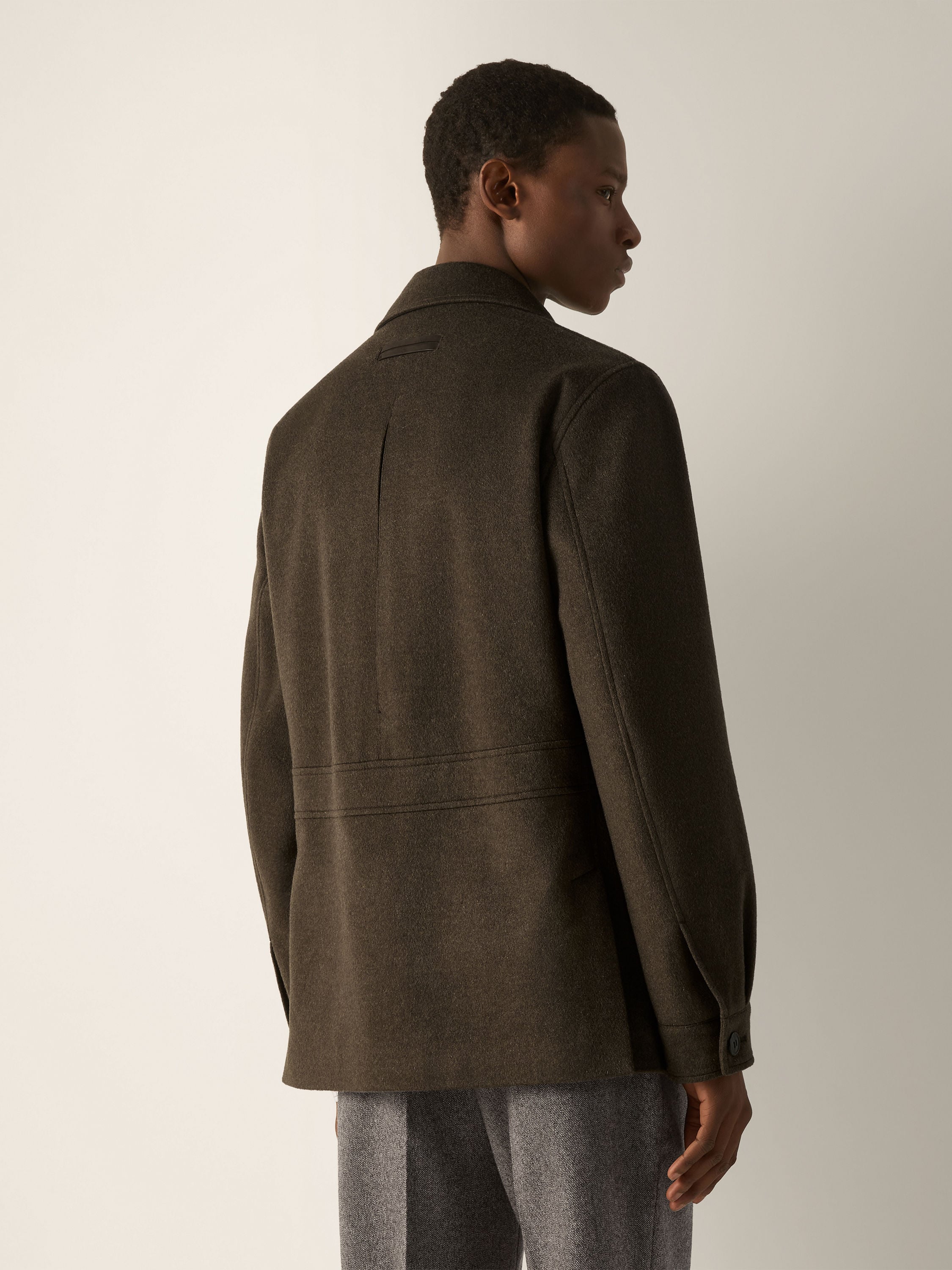 Dark Olive Green Oasi Cashmere Elements Falcon Jacket Product detail photo #5