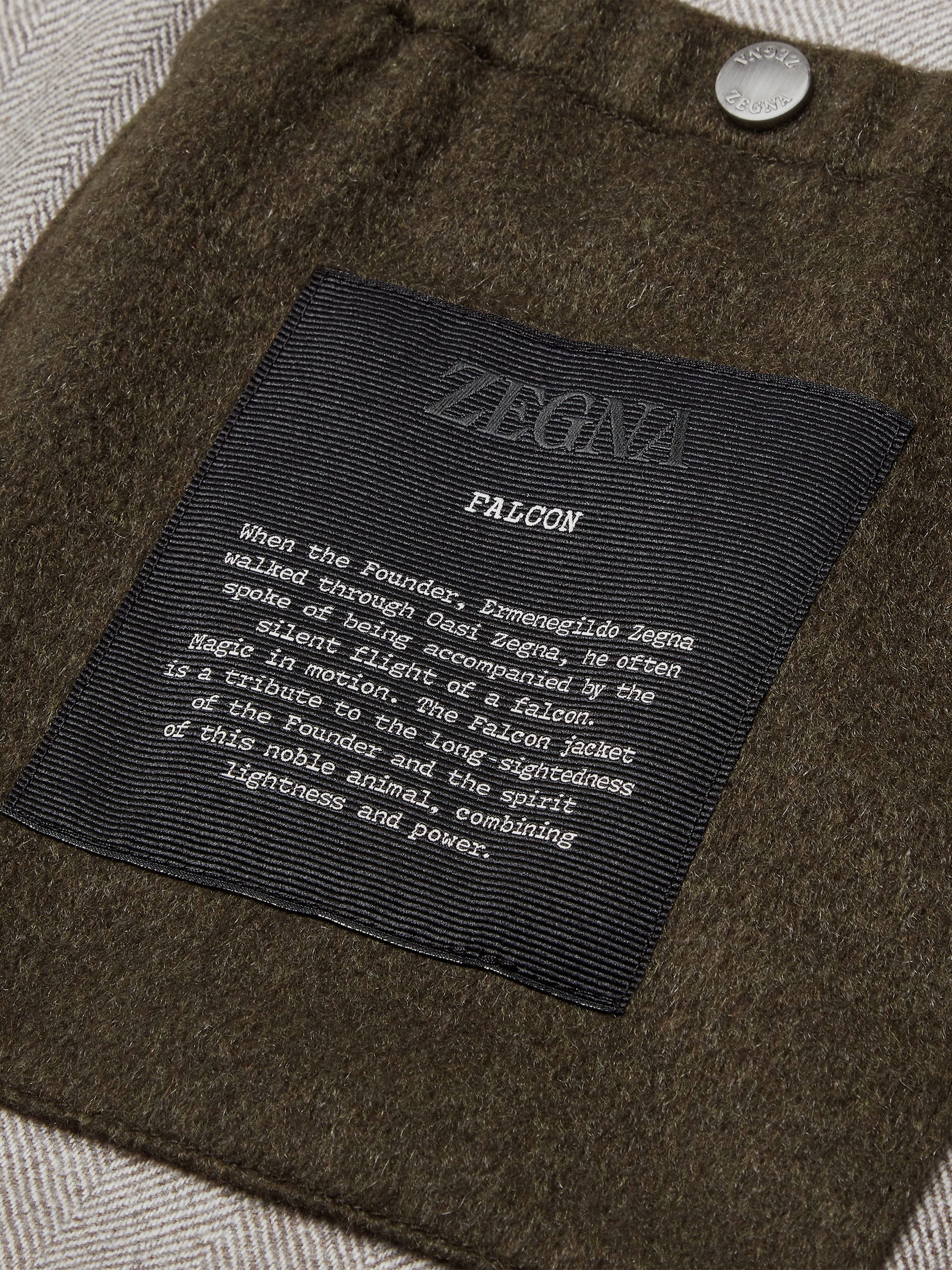 Dark Olive Green Oasi Cashmere Elements Falcon Jacket Product detail photo #2