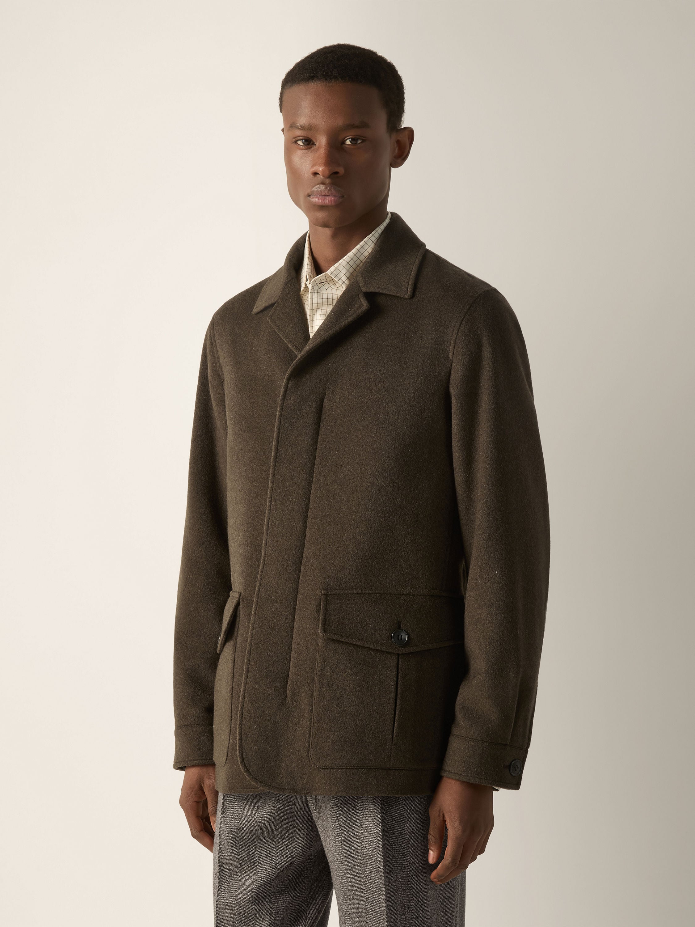 Dark Olive Green Oasi Cashmere Elements Falcon Jacket Product detail photo #3