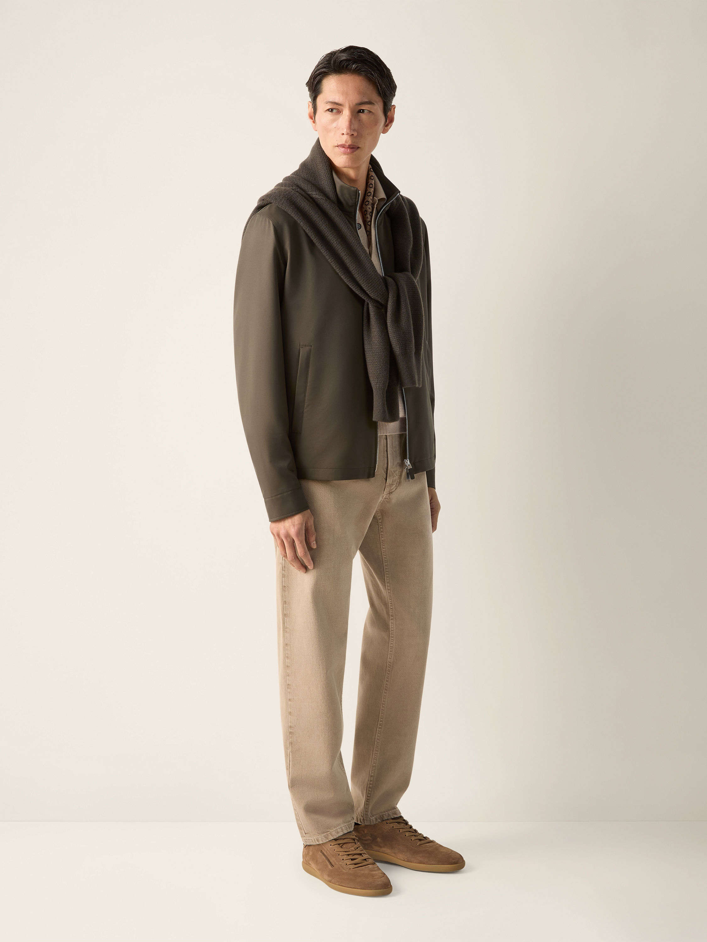 Dark Olive Green Microfiber Motorin 100cc Blouson Product detail photo #1