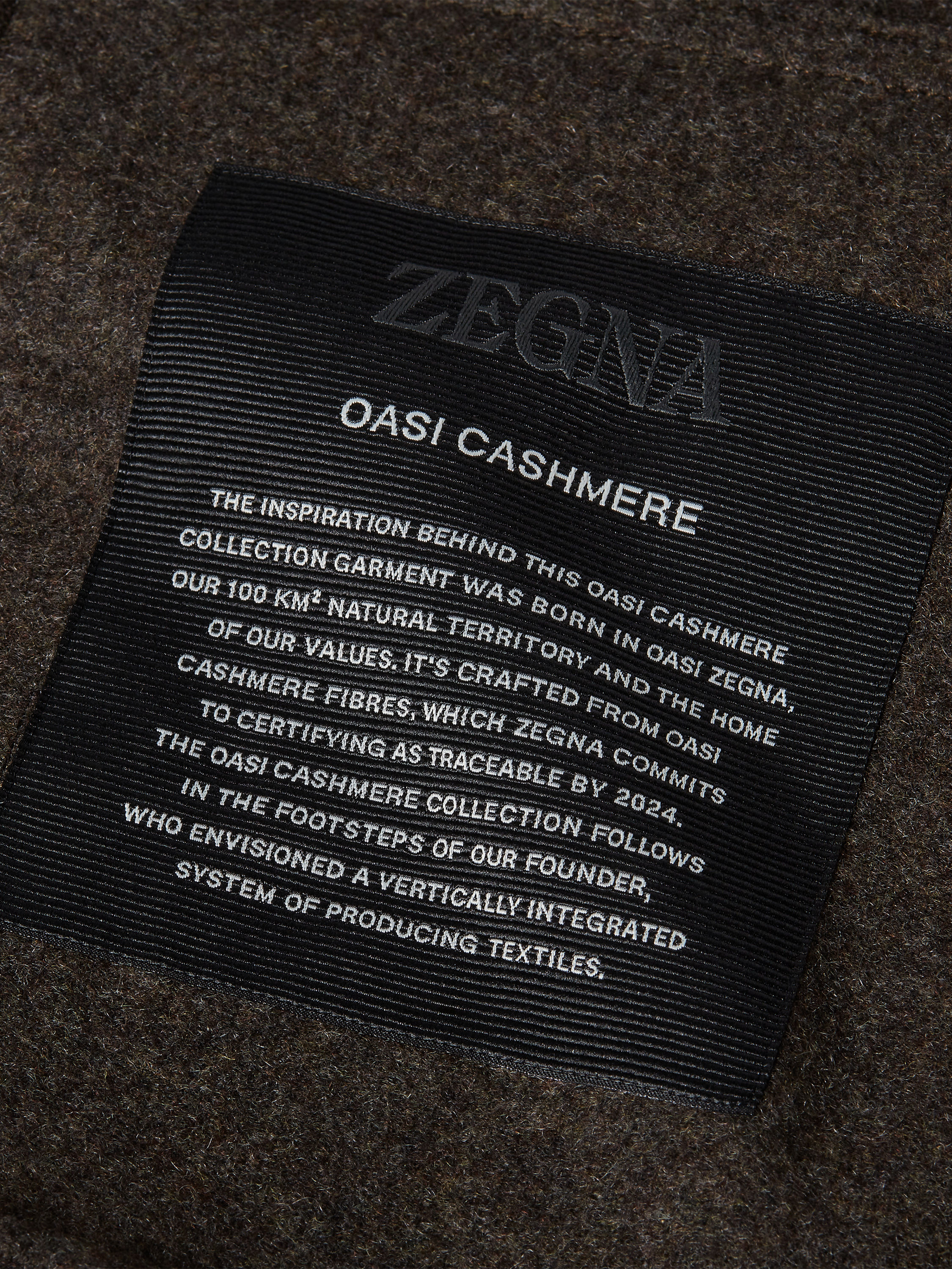 Dark Olive Green Multimélange Oasi Cashmere Overshirt Product detail photo #2