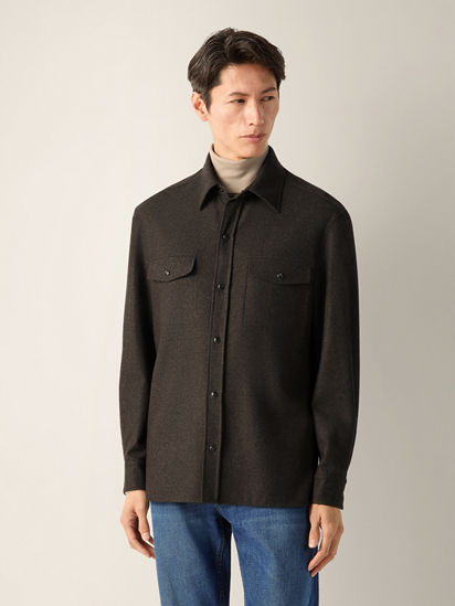 Dark Olive Green Multimélange Oasi Cashmere Overshirt FW26