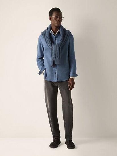 Light Blue Multimélange Oasi Cashmere Overshirt FW26 39418214