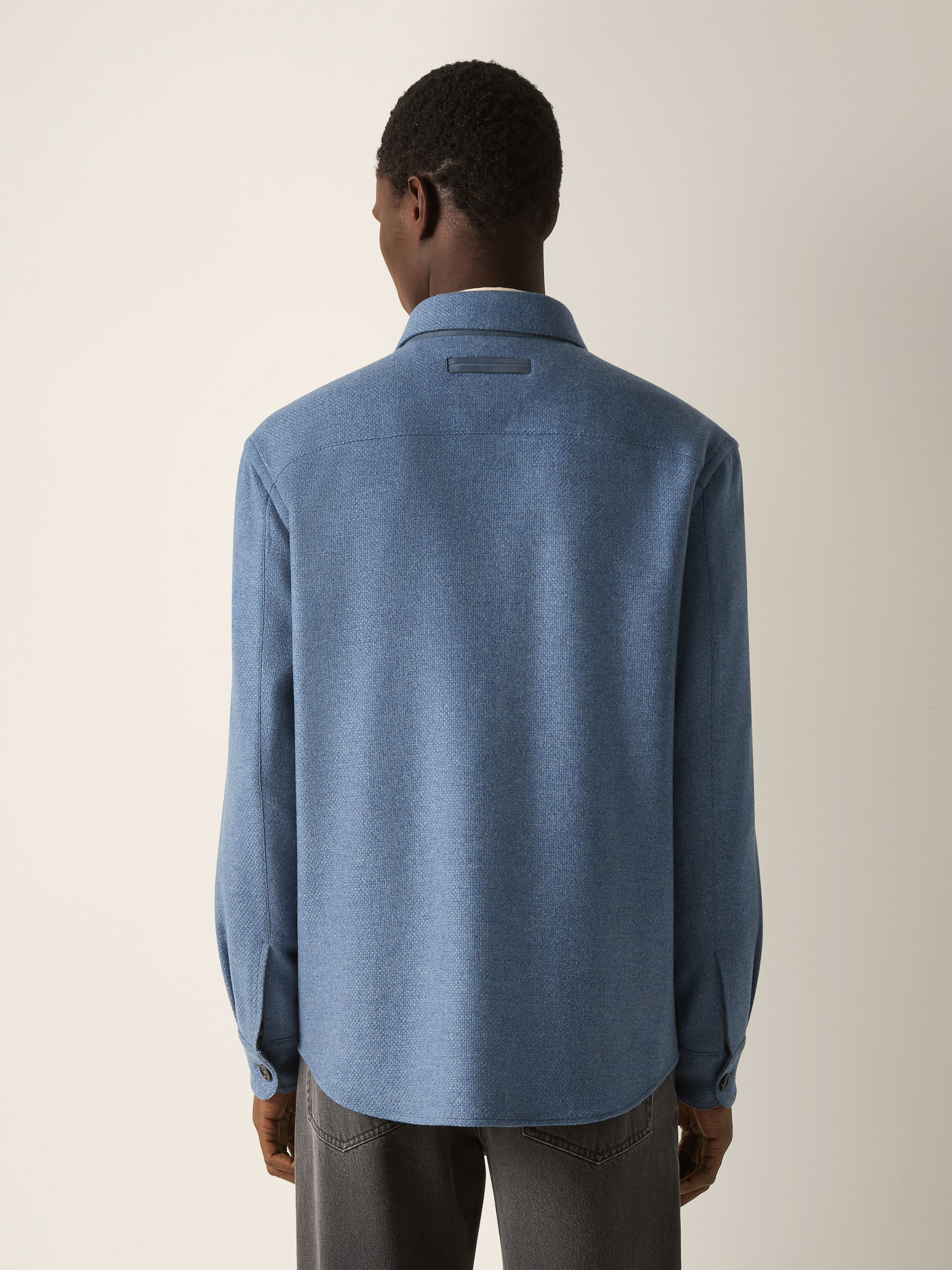 Light Blue Multimélange Oasi Cashmere Overshirt Product detail photo #5