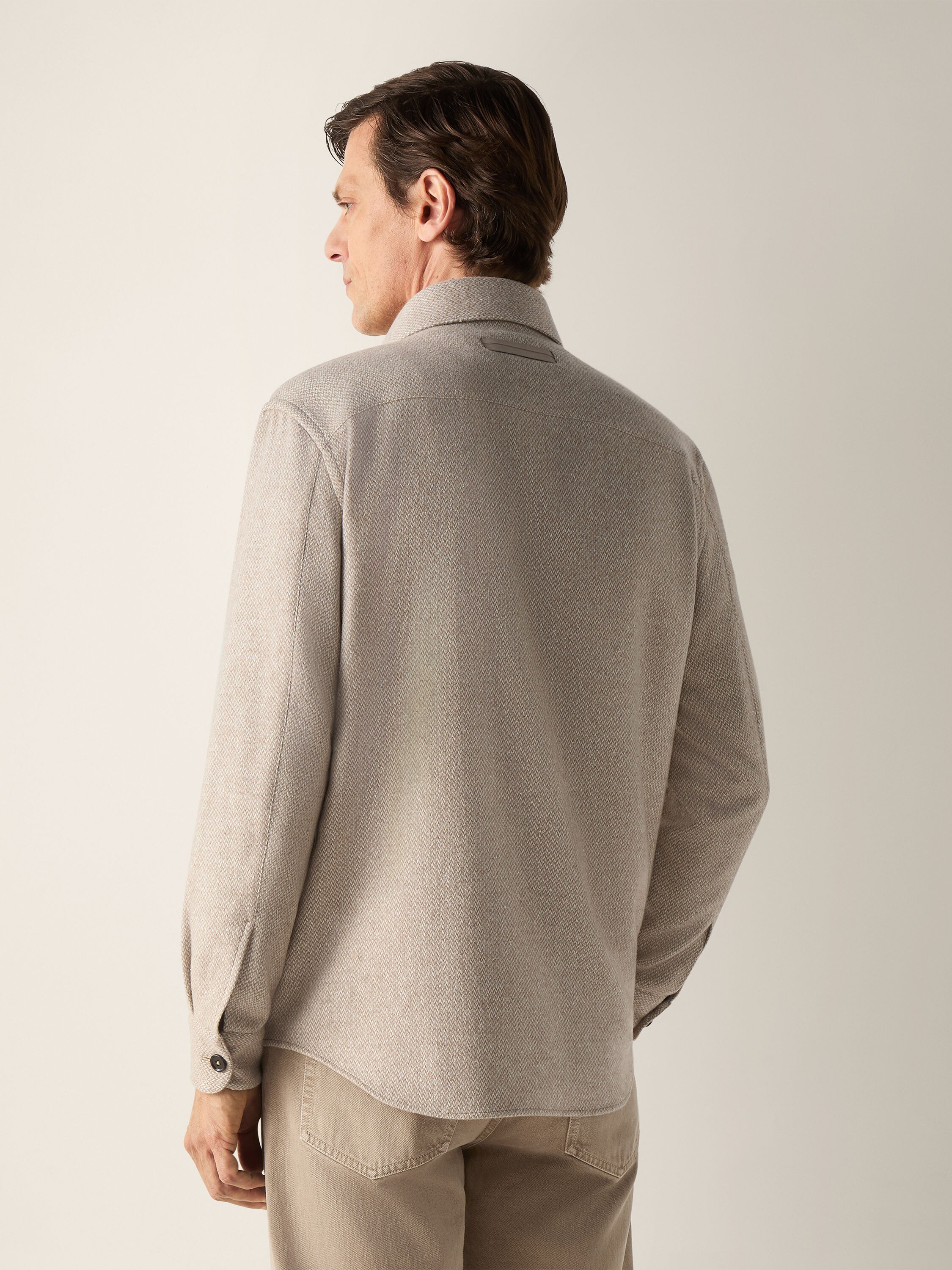 Light Beige Cashmere and Silk Overshirt Product detail photo #5