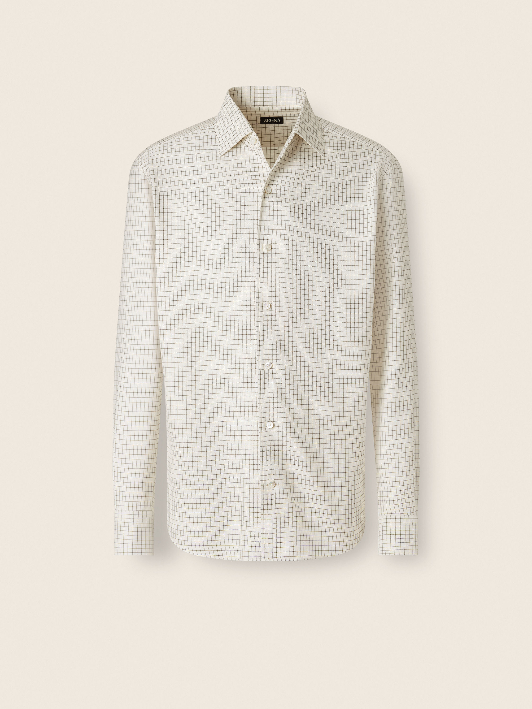 White and Dark Olive Green Silk Shirt FW26 39686993 | Zegna US