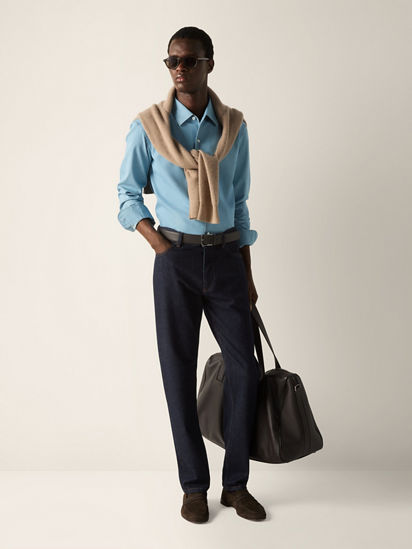 ライトブルー コットンデニムシャツ FW26 39318430 | Zegna JP