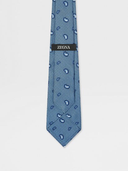 【Bohemianblue】StringTieBoatneckRashguardLayeredWrapShorts Light Blue Silk Tie FW25 35678708 | Zegna US