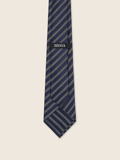 Dark Blue Silk and Cotton Tie SS26 35682885 | Zegna JP