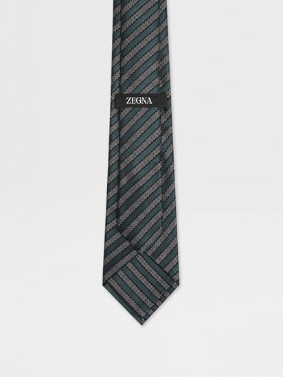 【極美品】　ゼニア　ブランド　ネクタイ　ダークグリーン　ブラック　緑　黒 Dark Green Silk and Cotton Tie FW25 35683169 | Zegna SG