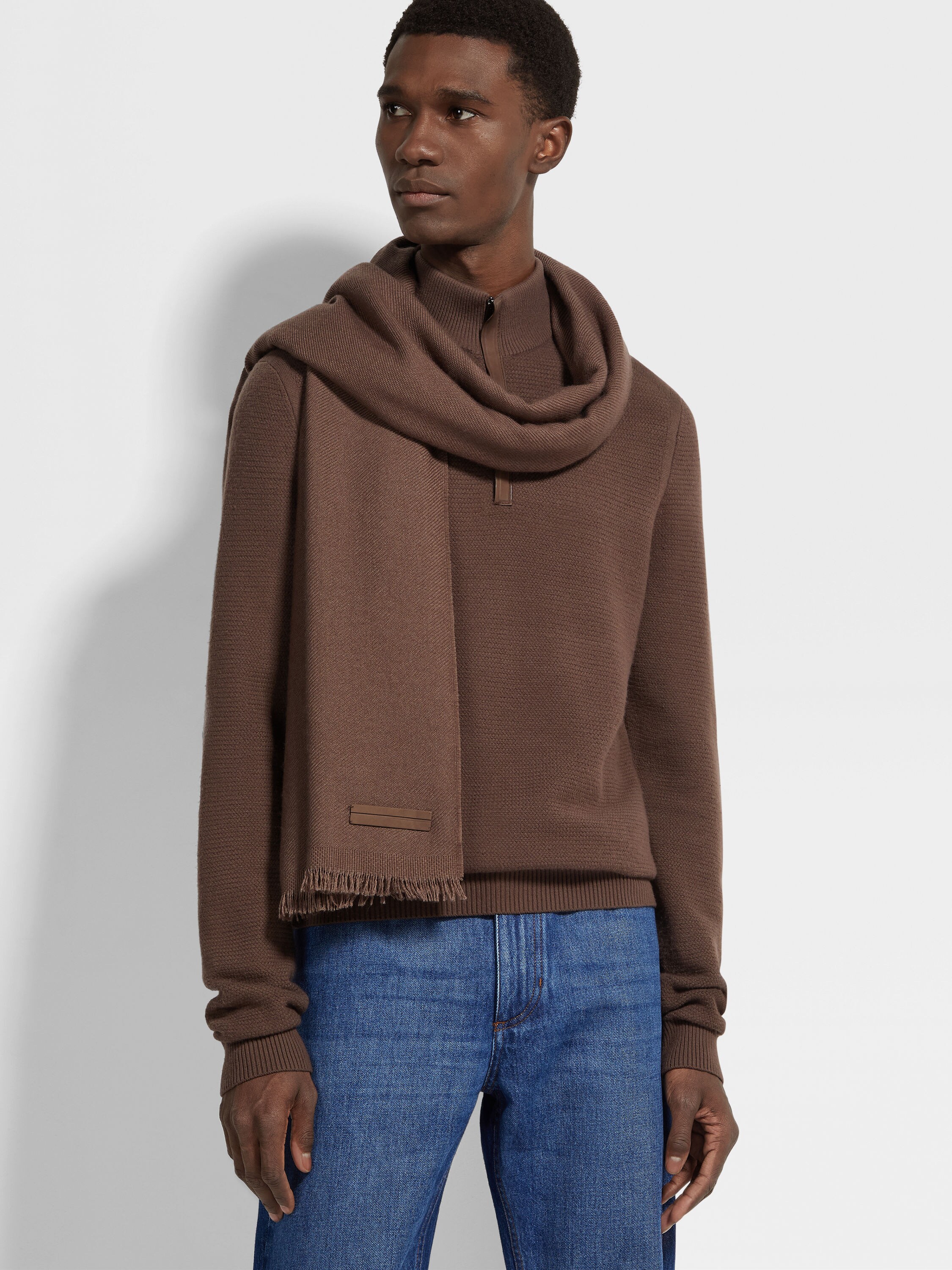 Brown Cashmere Scarf Product detail photo #2