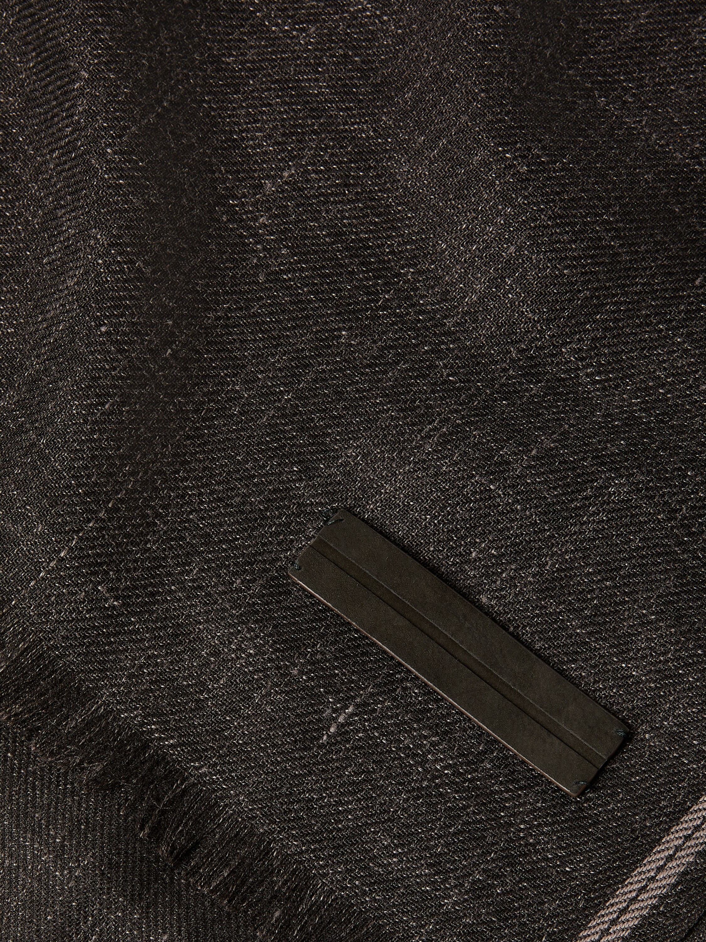 Dark Brown Cashmere and Linen Scarf Product detail photo #1