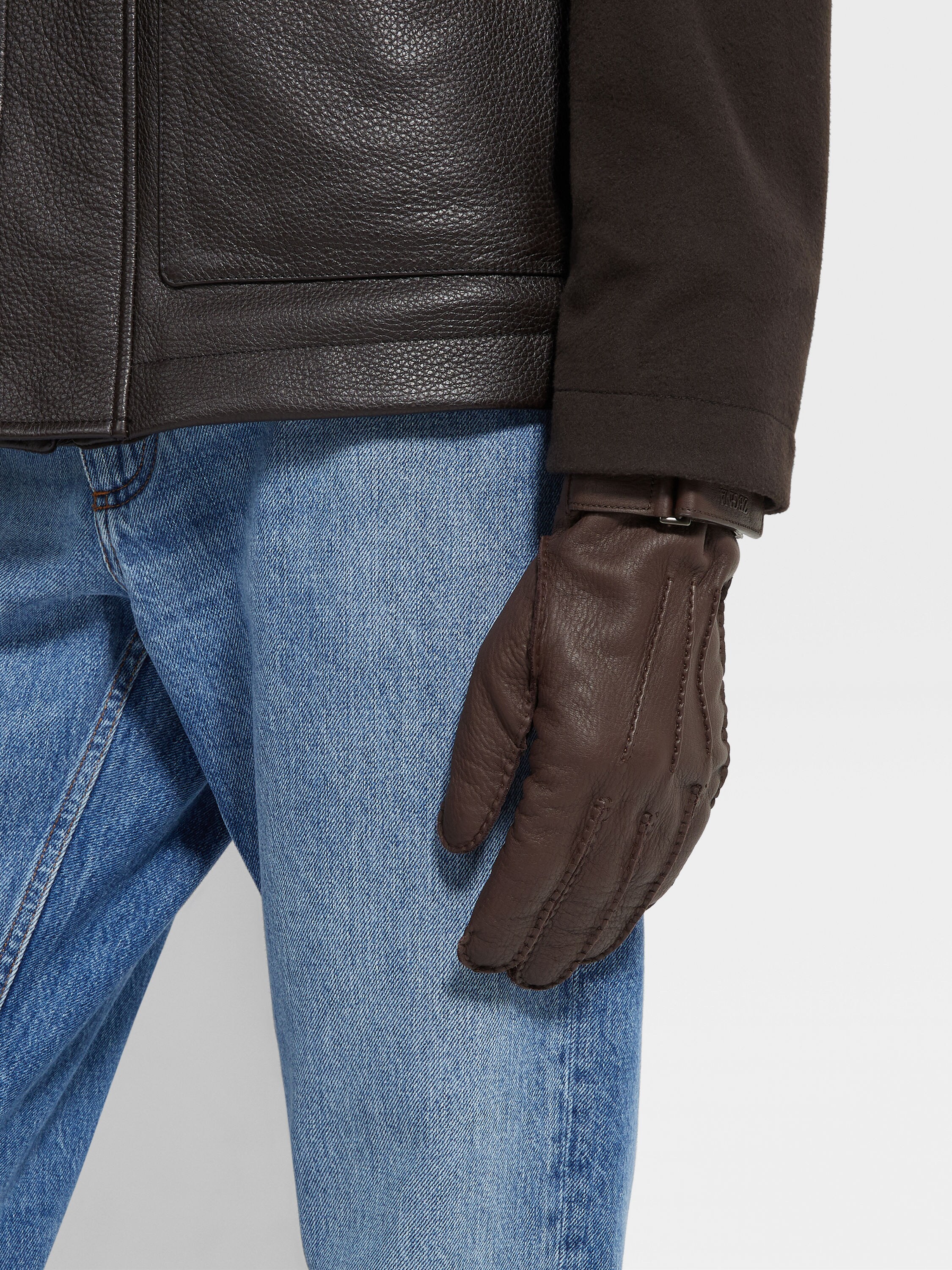 Dark Brown Deerskin Gloves Product detail photo #2