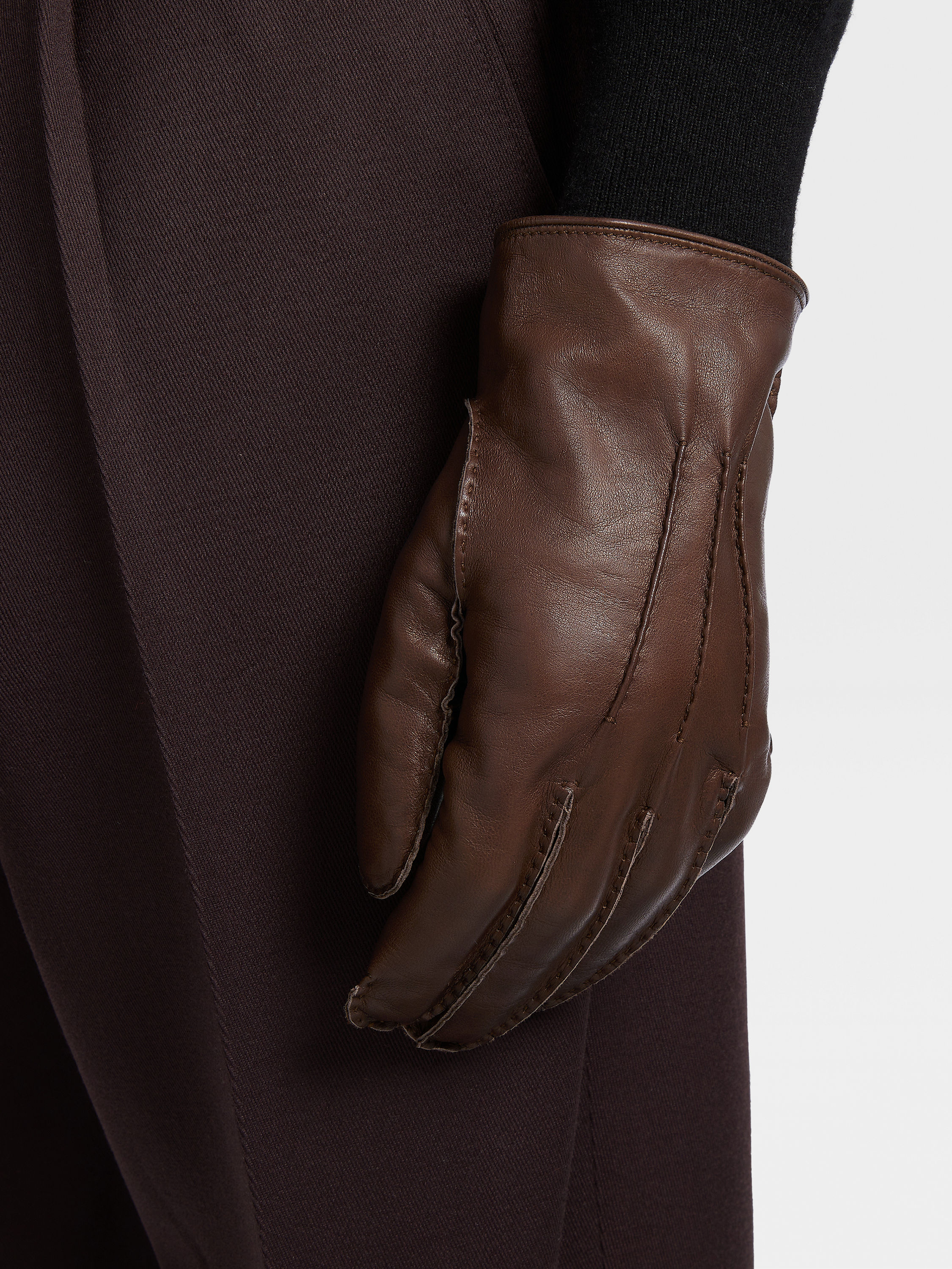 Dark Brown Leather Gloves Product detail photo #2
