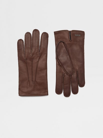 ZEGNA ブラウン 手袋 Sサイズ ジッパー付き Ermenegildo Zegna - ZEGNA ブラウン 手袋 Sサイズ ジッパー付きの通販