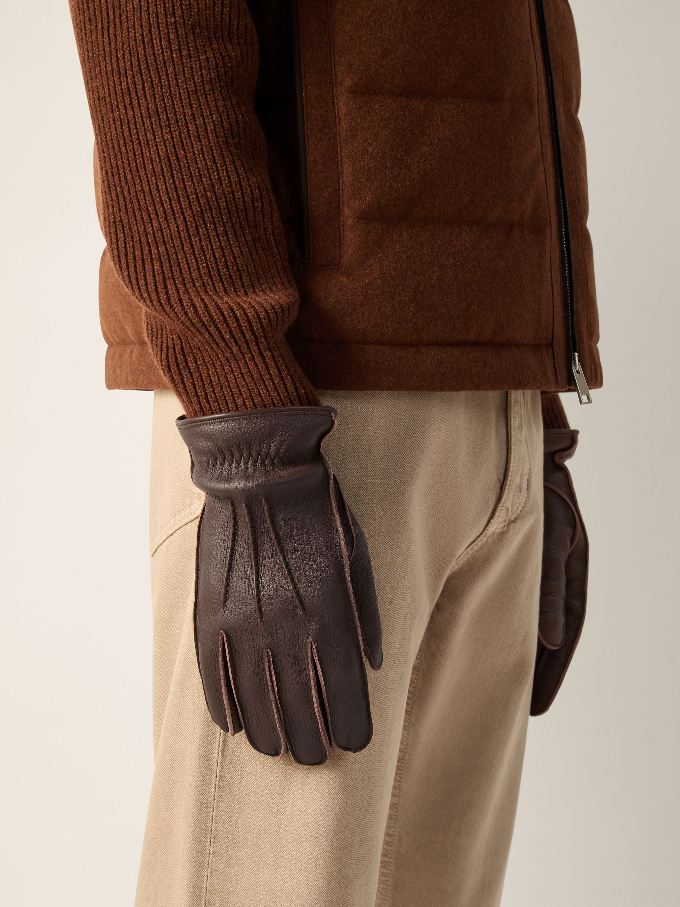 Dark Brown Deerskin Gloves Product detail photo #2