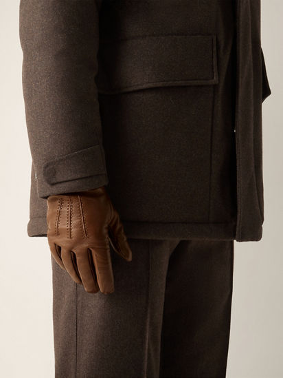 Dark Brown Leather Gloves FW26 39383703 | Zegna US