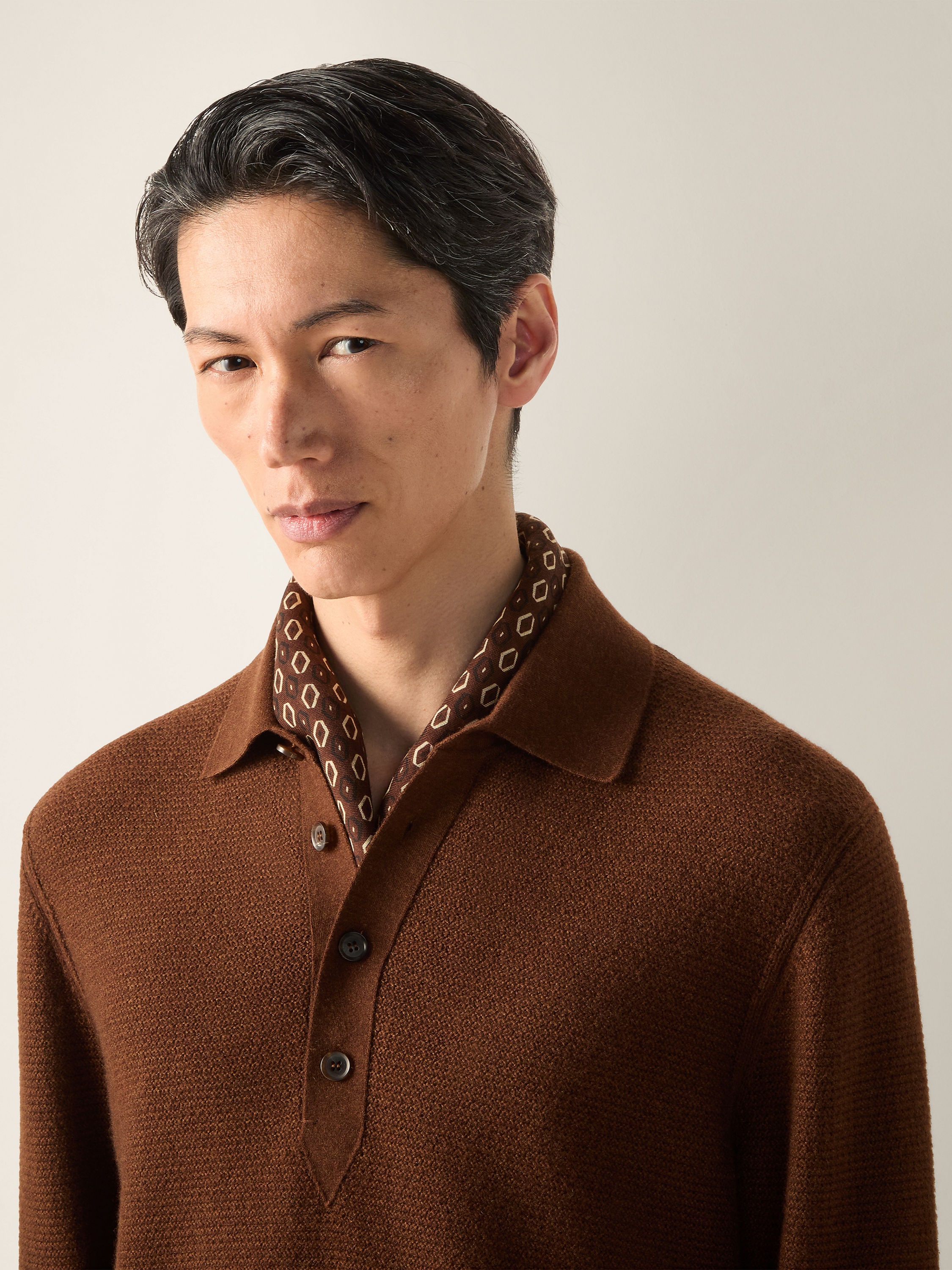 Dark Brown Wool Foulard Product detail photo #2