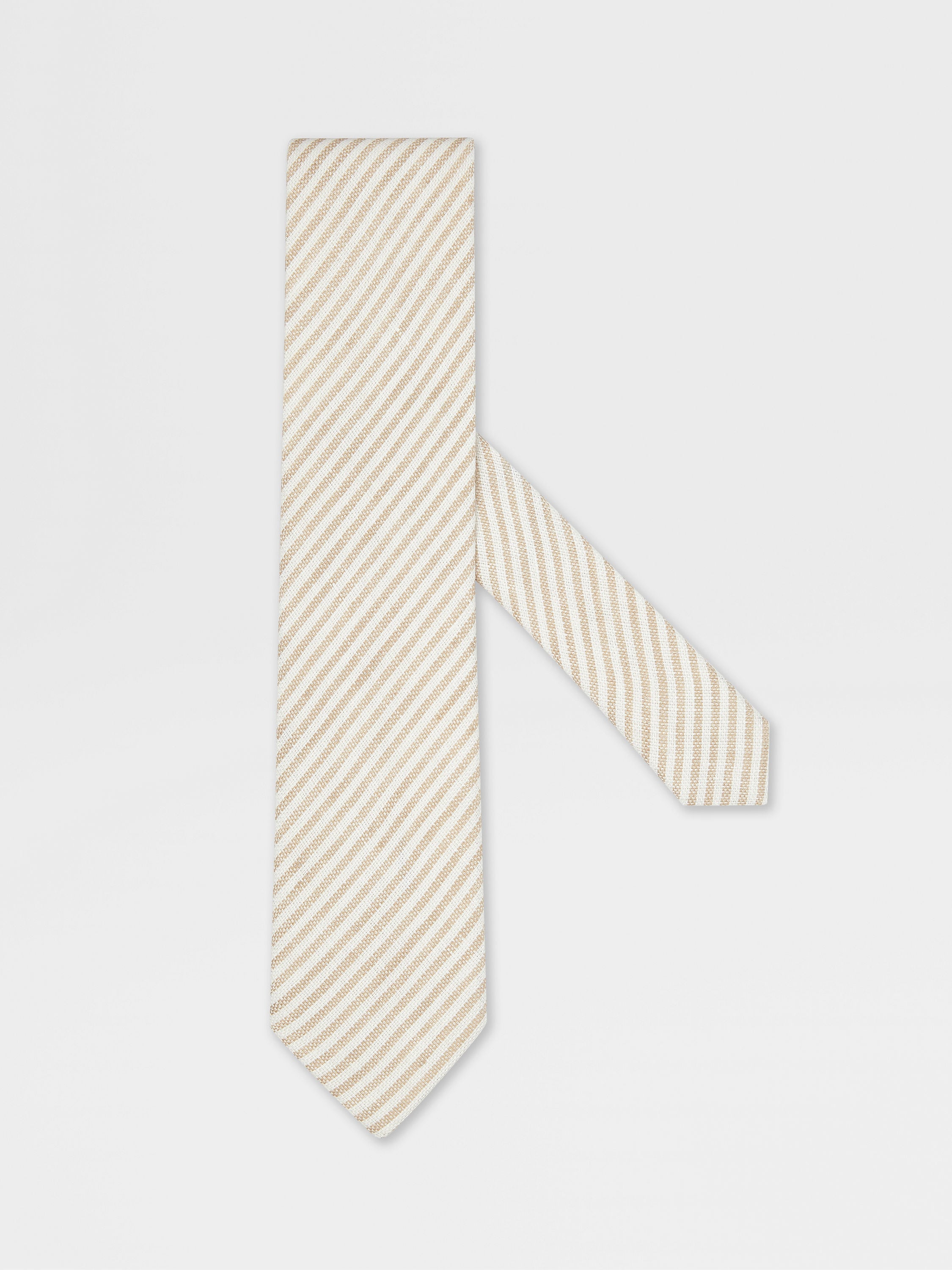 Beige Jacquard Linen Tie