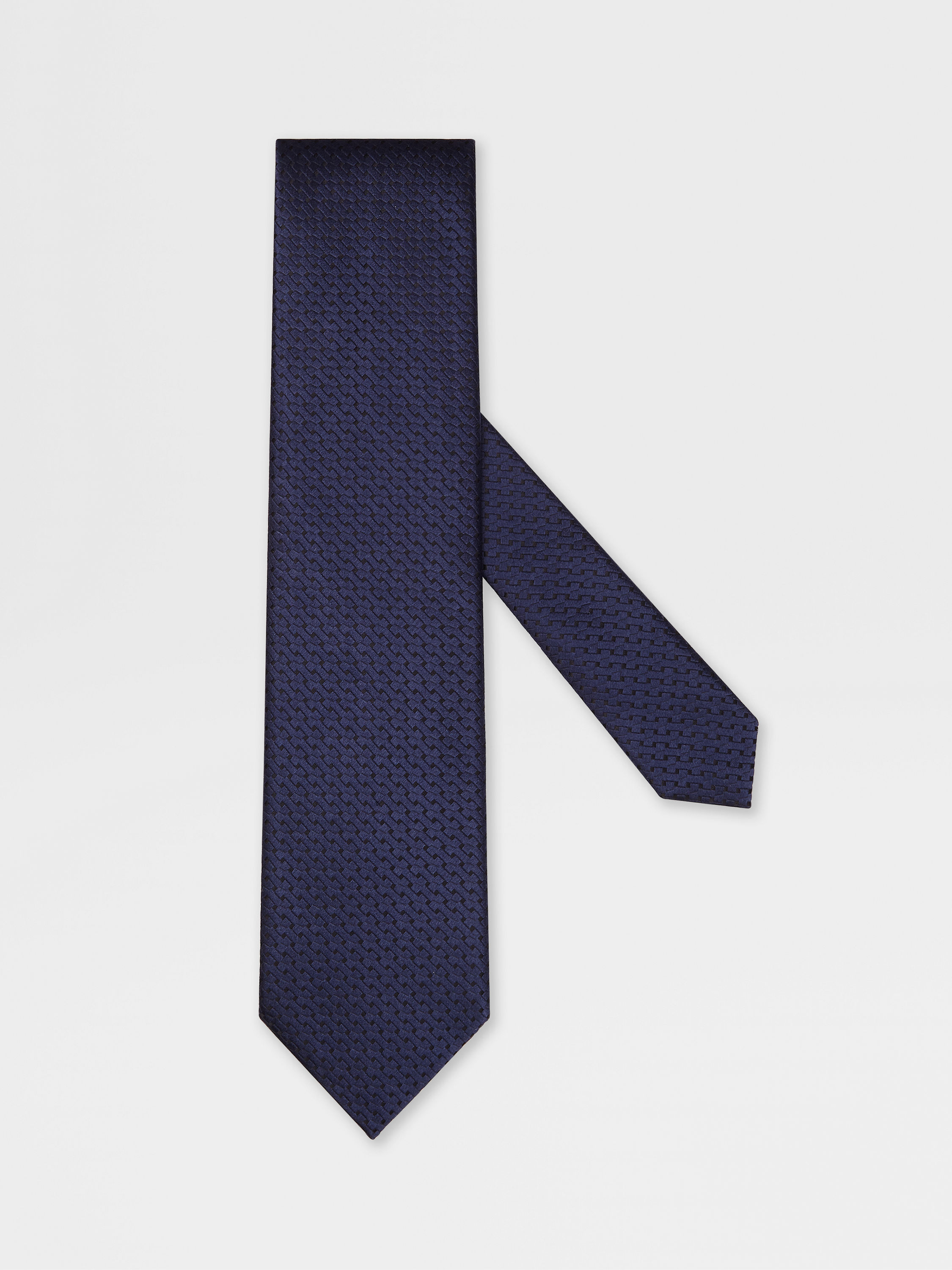 Dark Blue Silk Macroarmature Tie FW23 25601026 | Zegna US