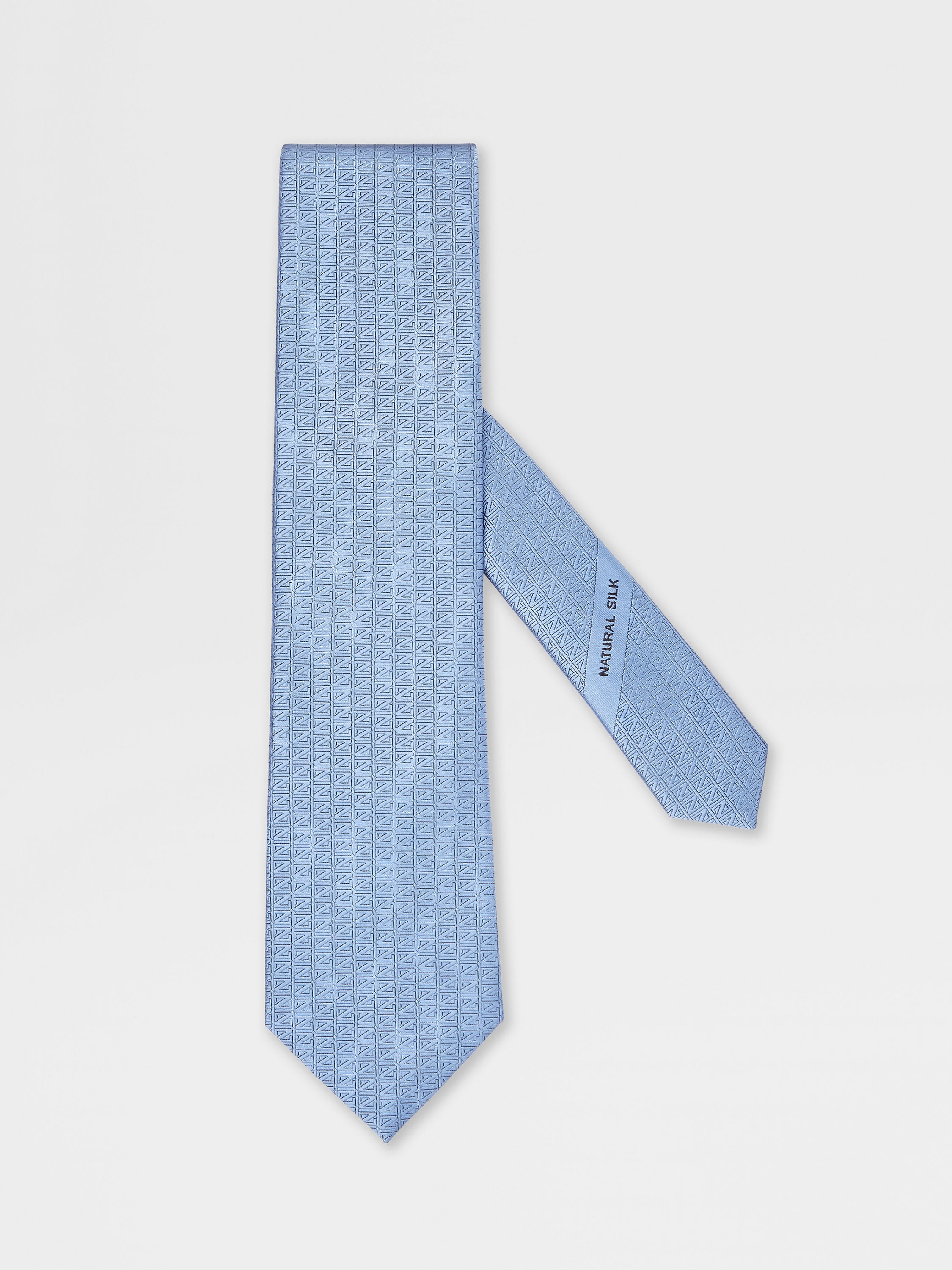 浅蓝色天然桑蚕丝领带