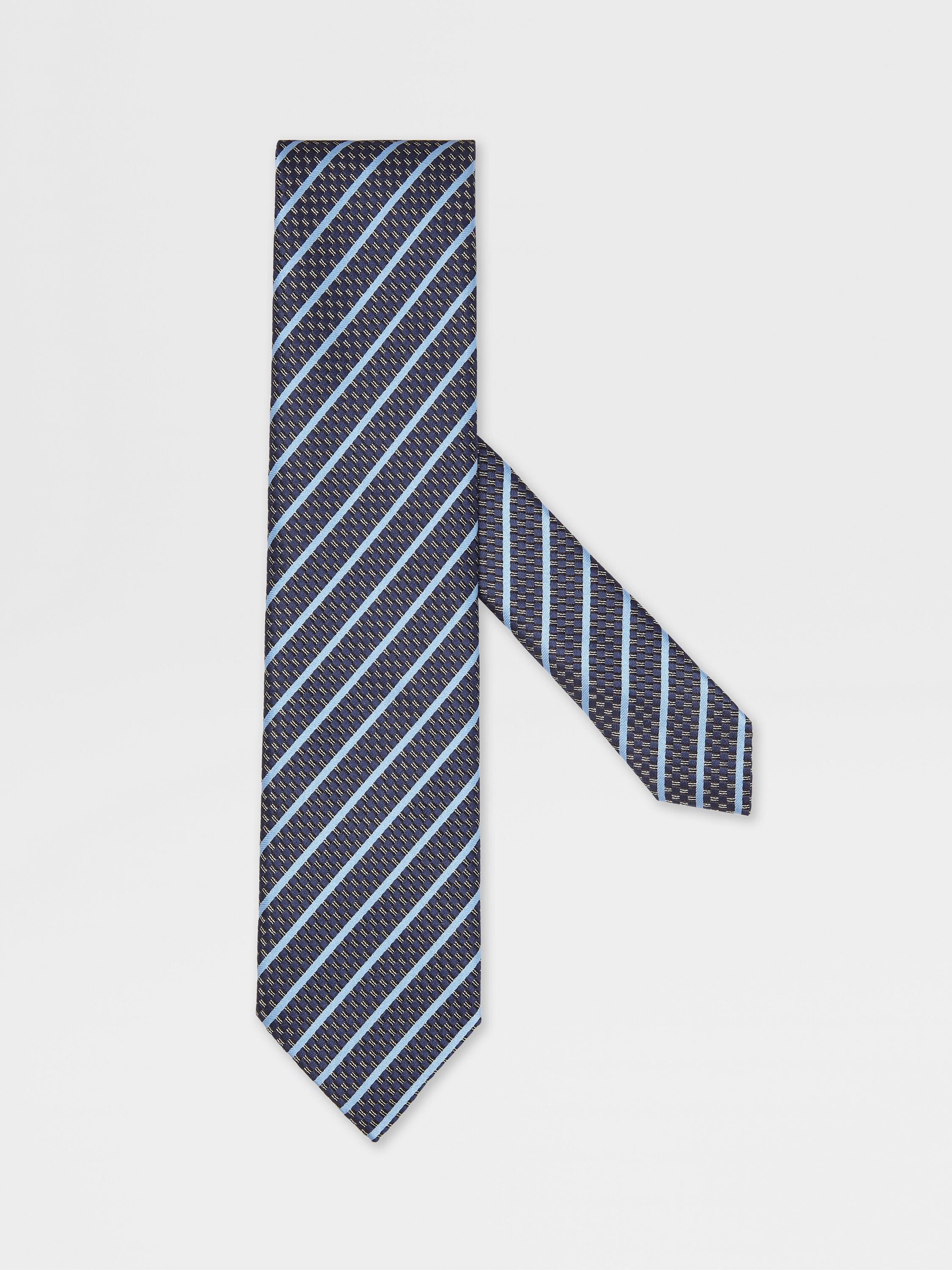 Dark Blue Jacquard Silk Tie FW23 26555865 | Zegna US