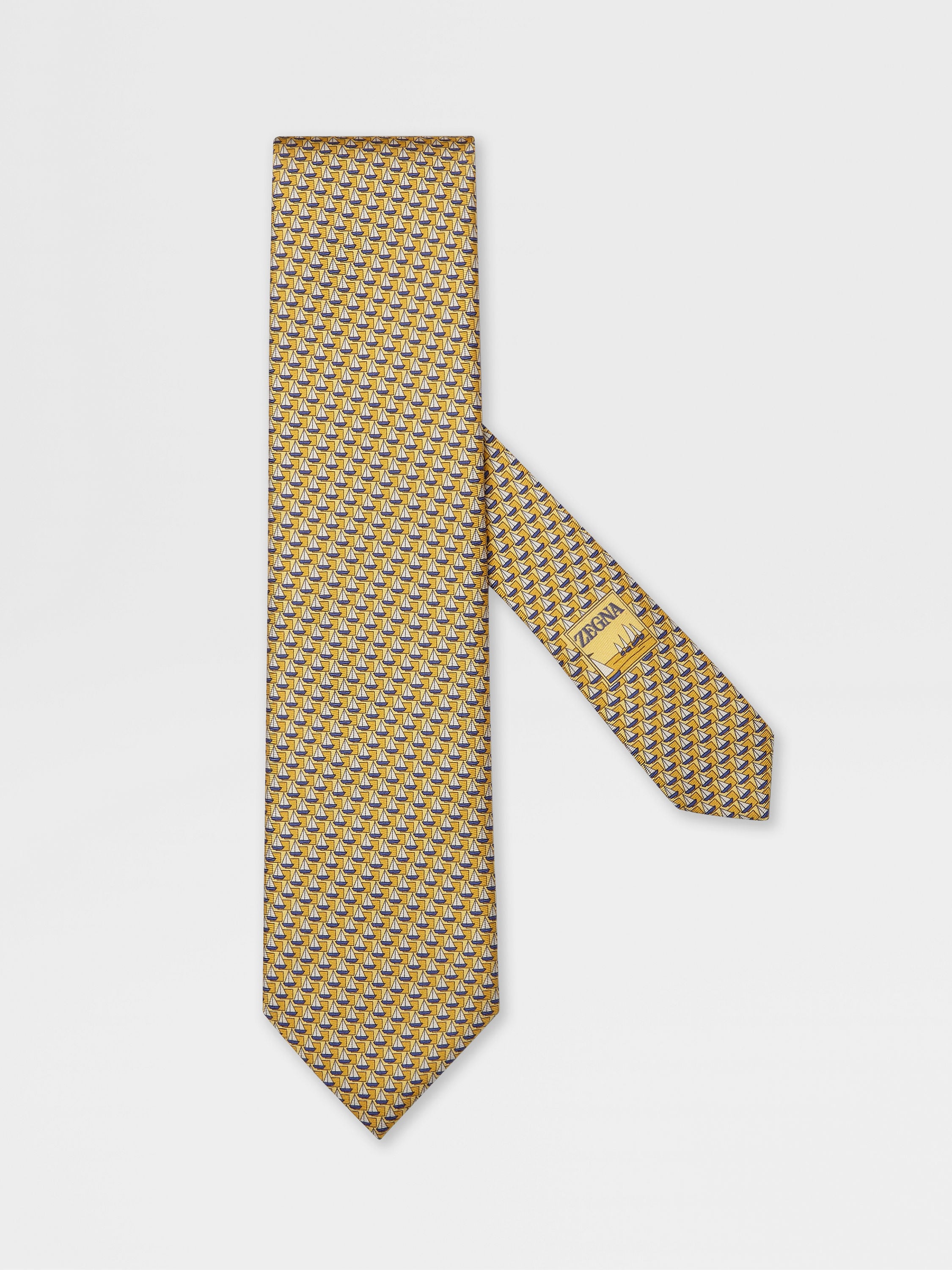 Yellow Printed Silk Tie