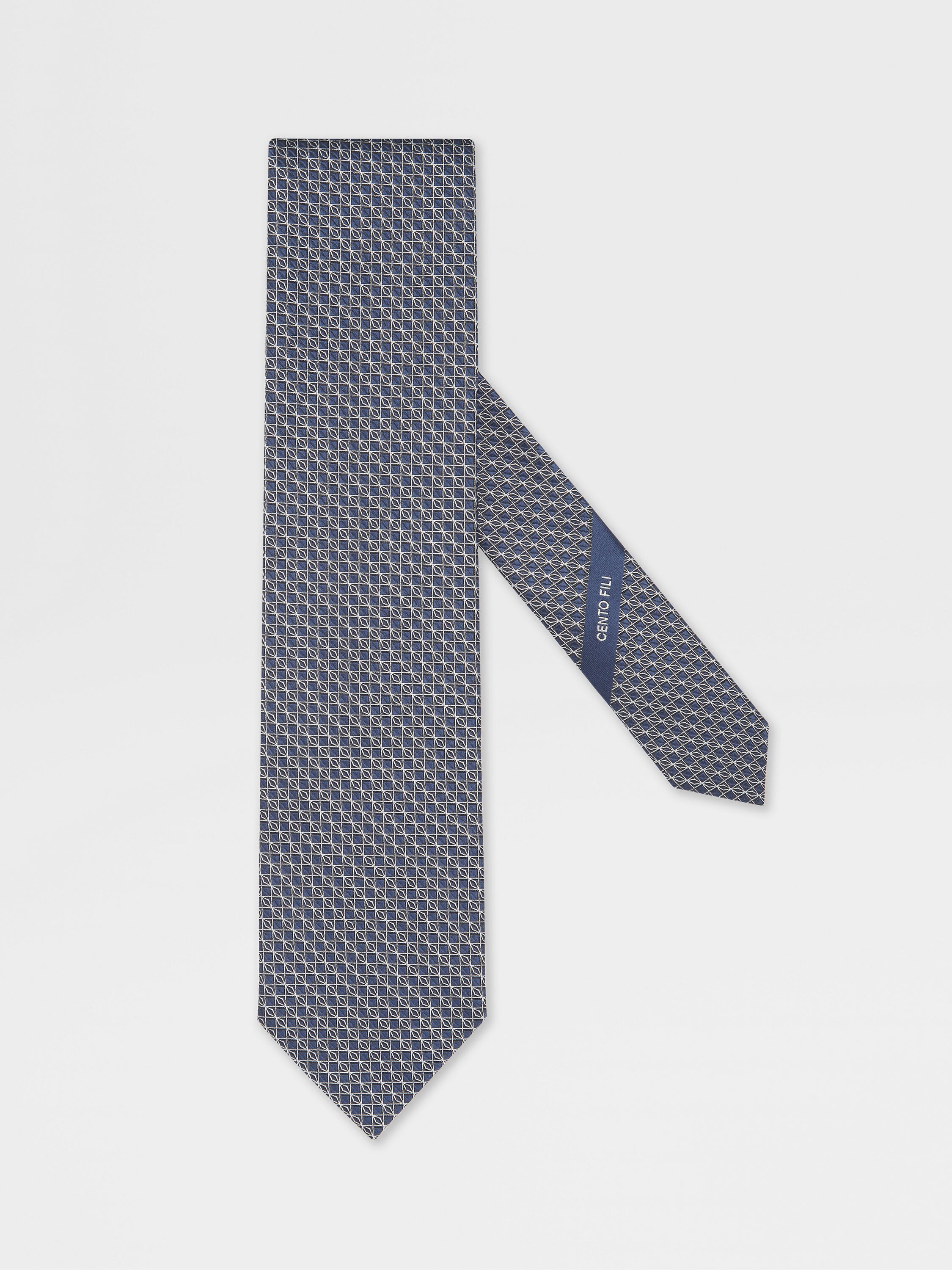 Dark Blue CENTO FILI Silk Tie 