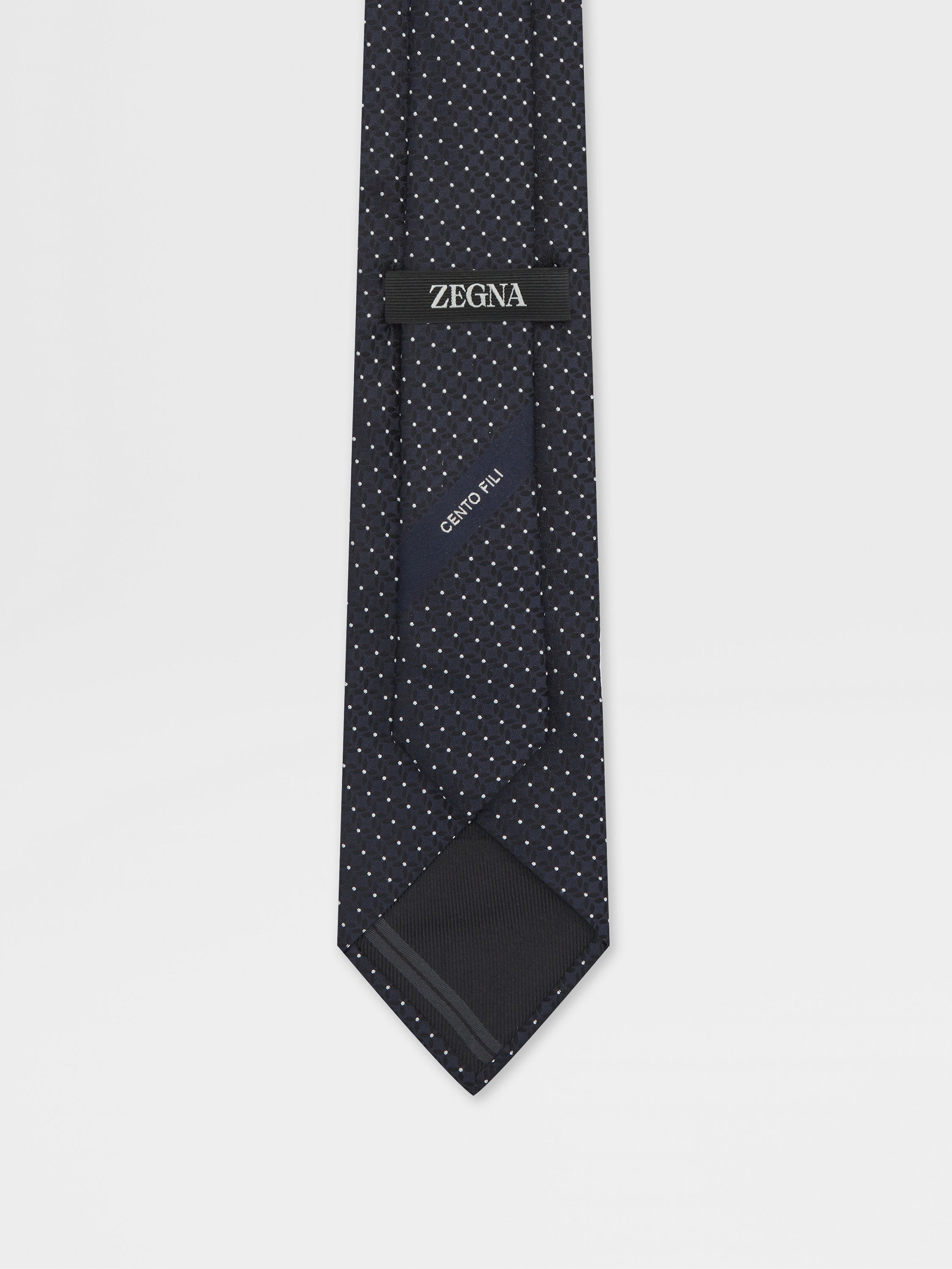 Dark Blue CENTO FILI Silk Tie Product detail photo #2