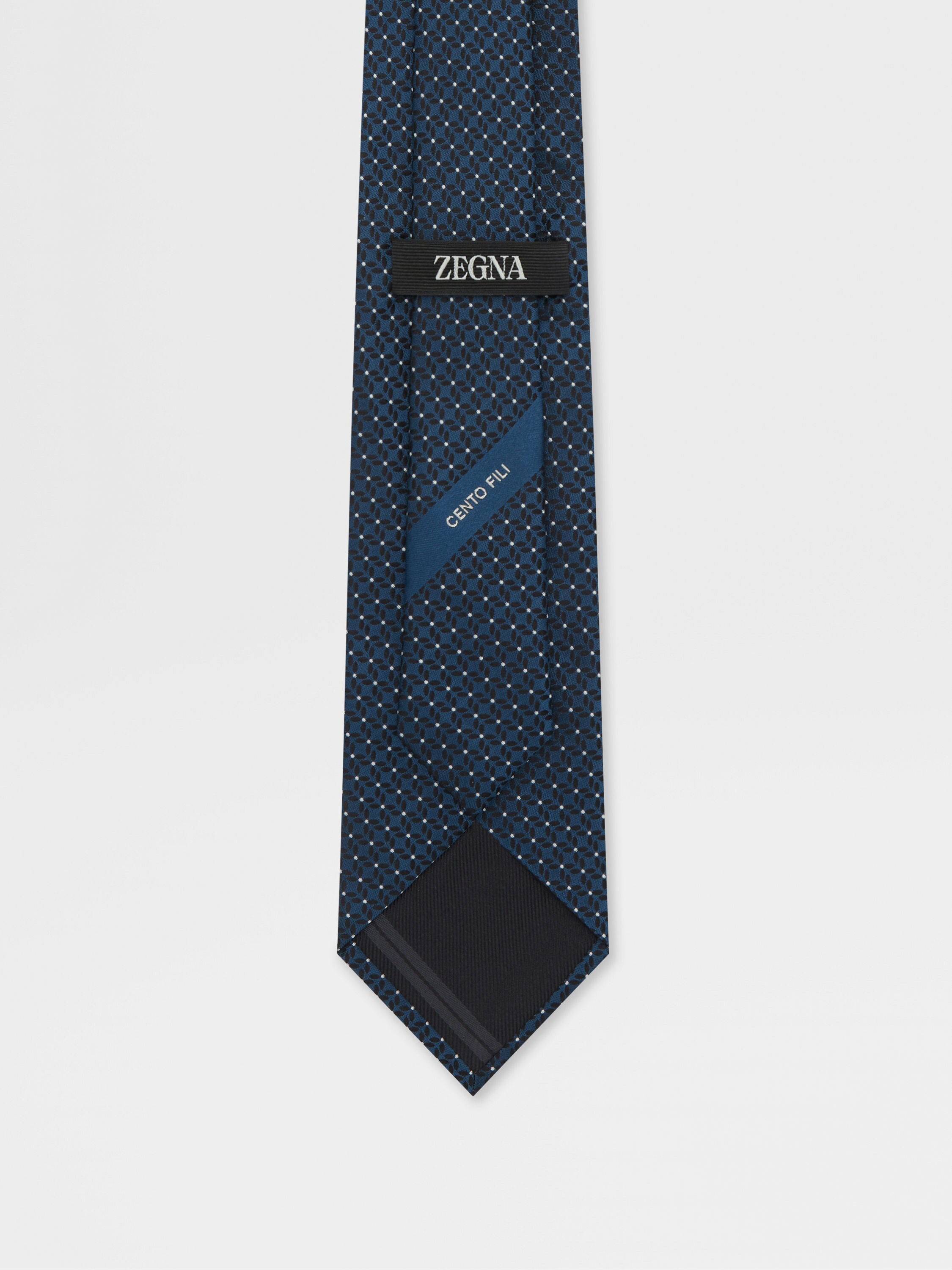 Teal Blue CENTO FILI Silk Tie Product detail photo #2