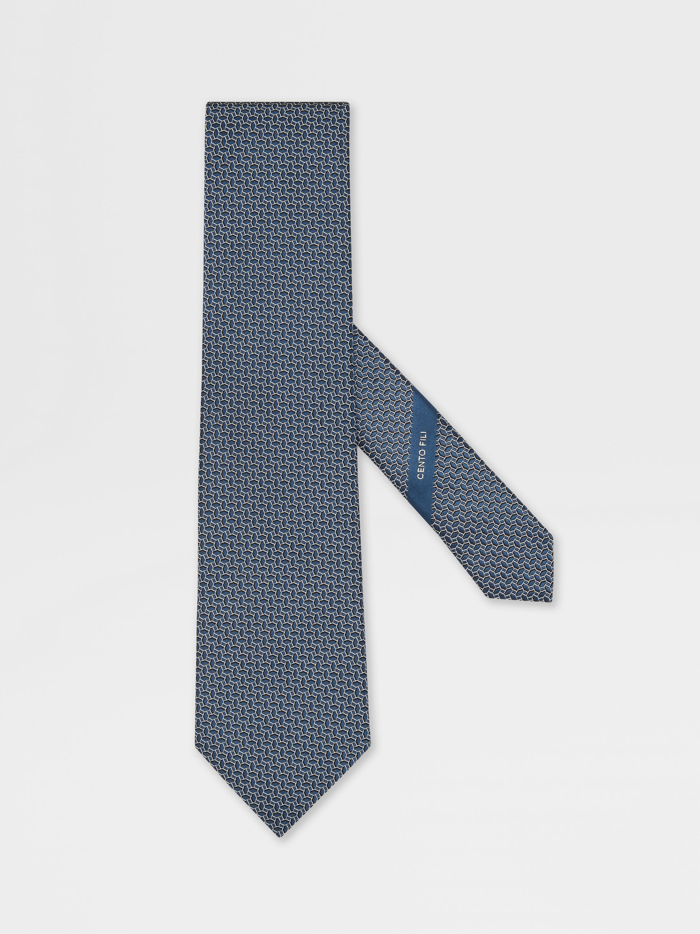 Teal Blue CENTO FILI Silk Tie