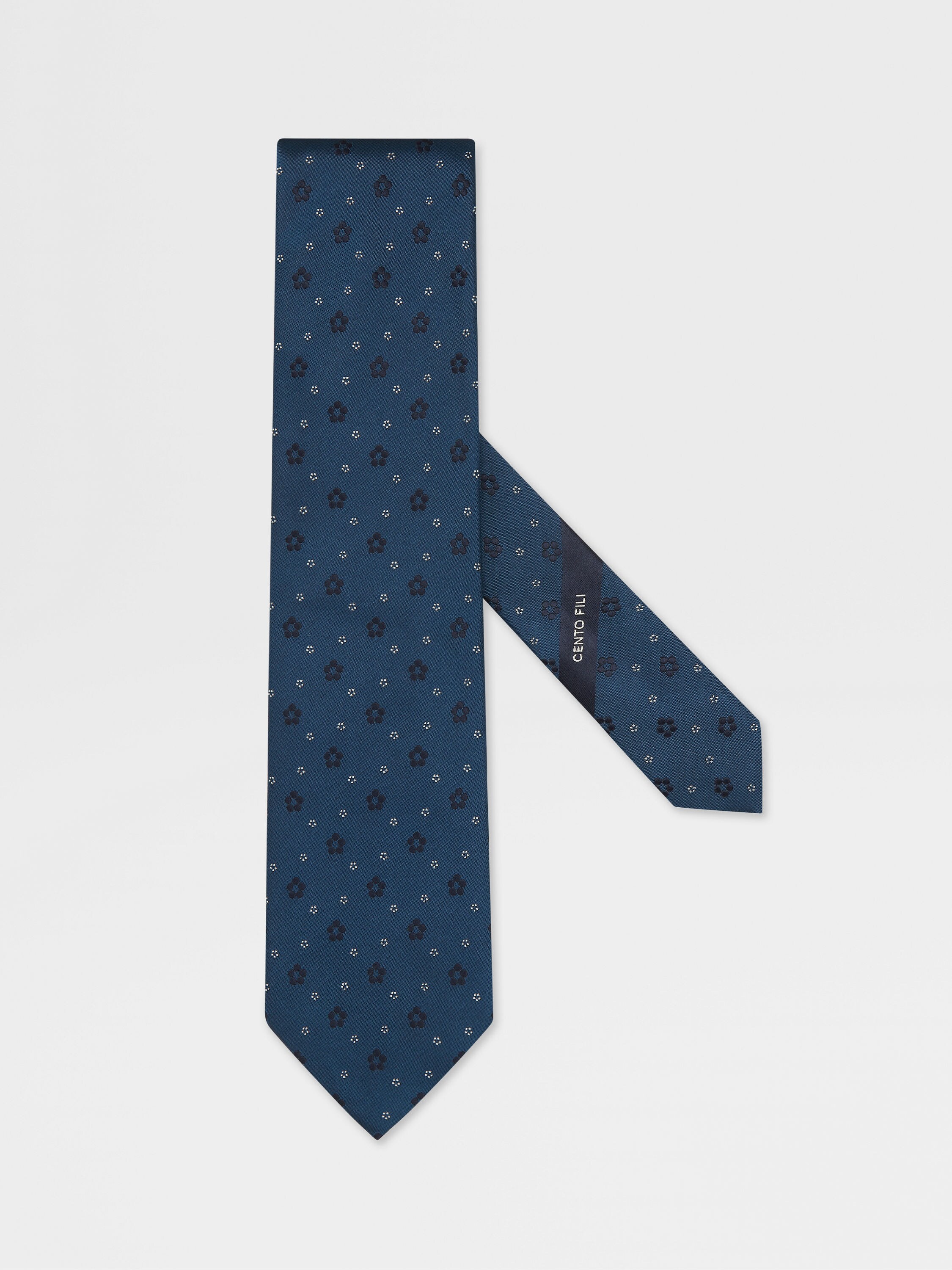 Teal Blue CENTO FILI Silk Tie