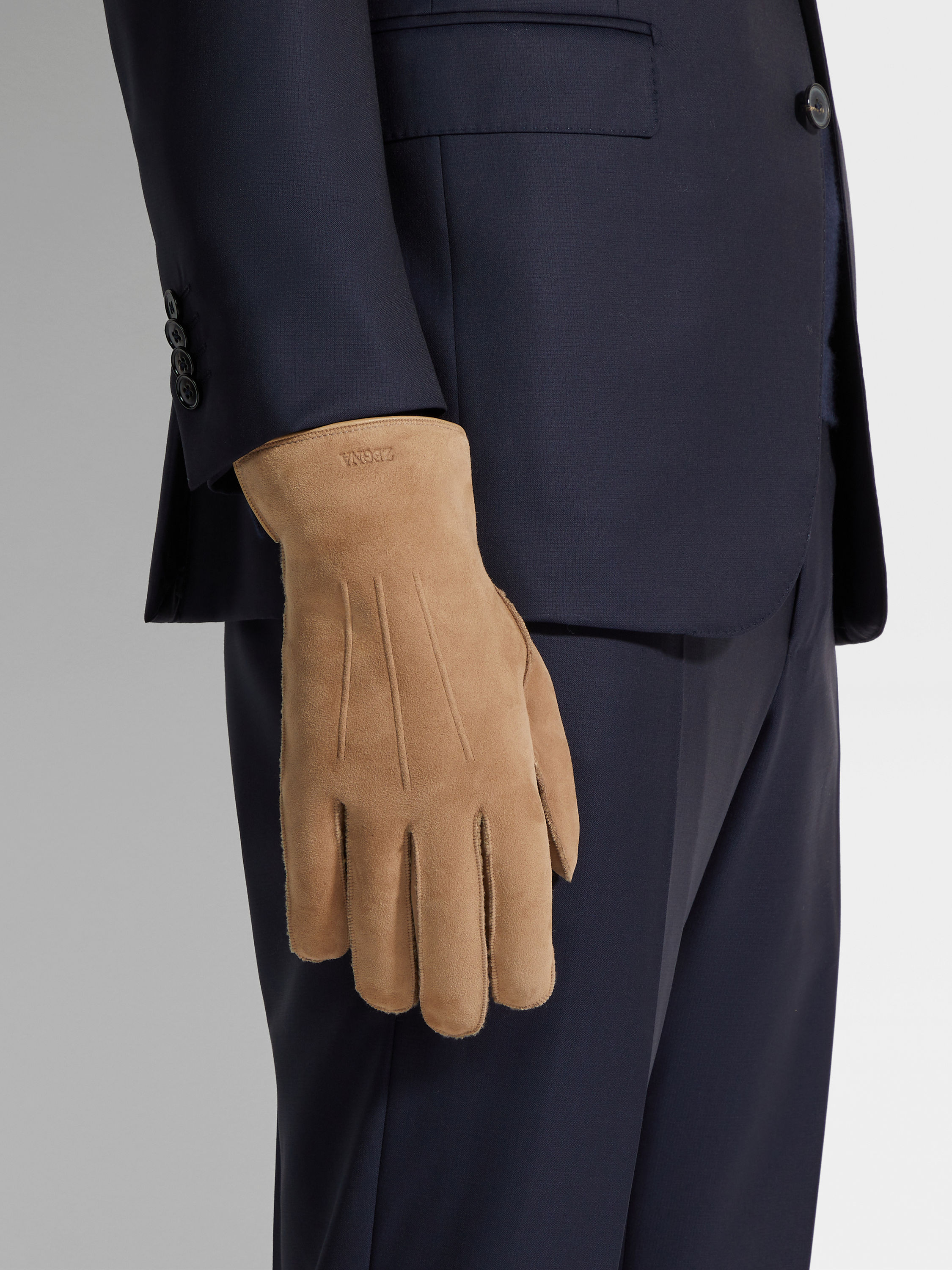 Light Beige Suede Gloves Product detail photo #2