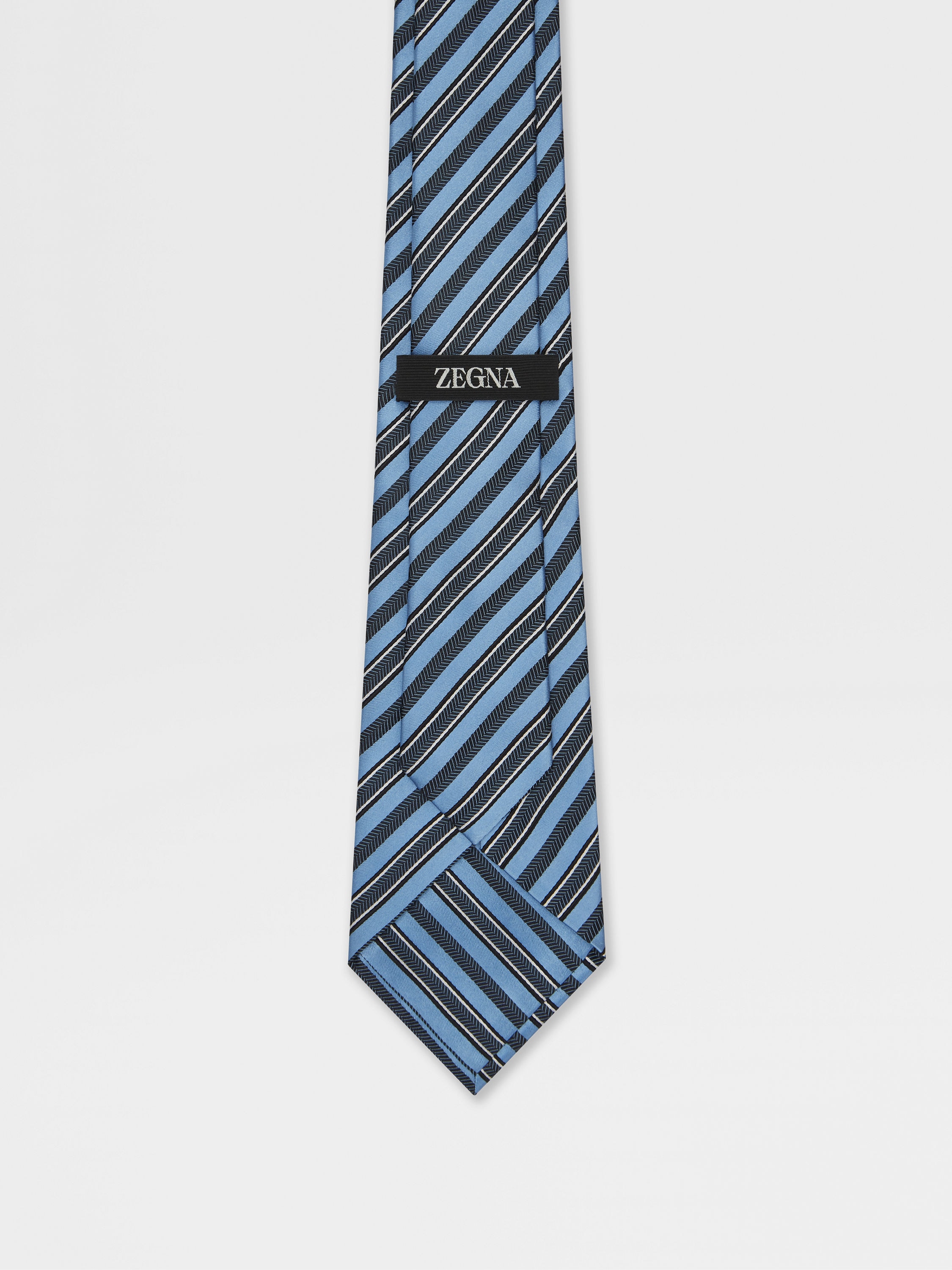 Light Blue Silk and Cotton Tie Product detail photo #2