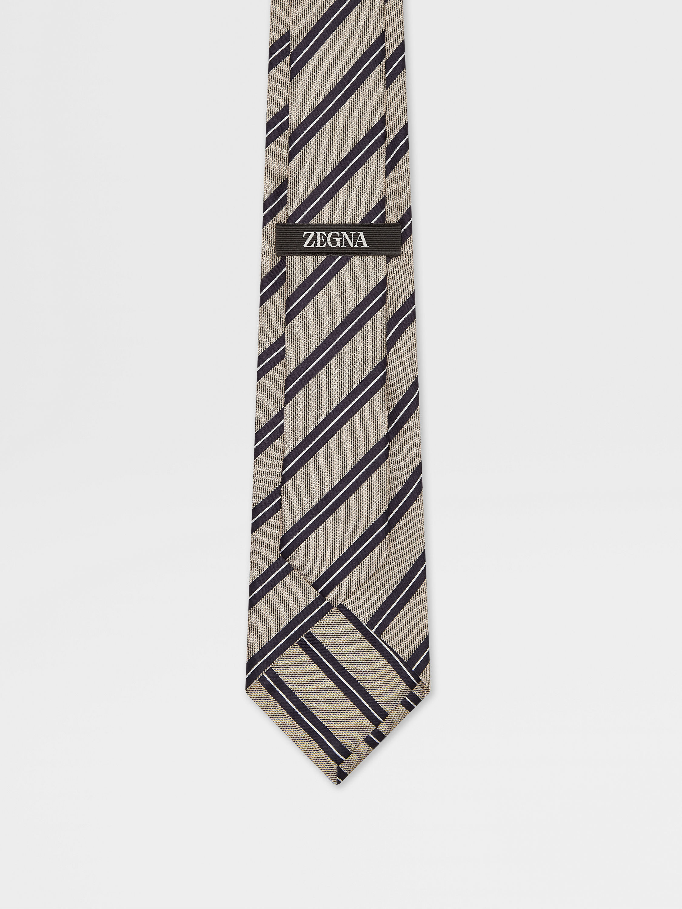 Light Taupe Silk and Linen Tie Product detail photo #2