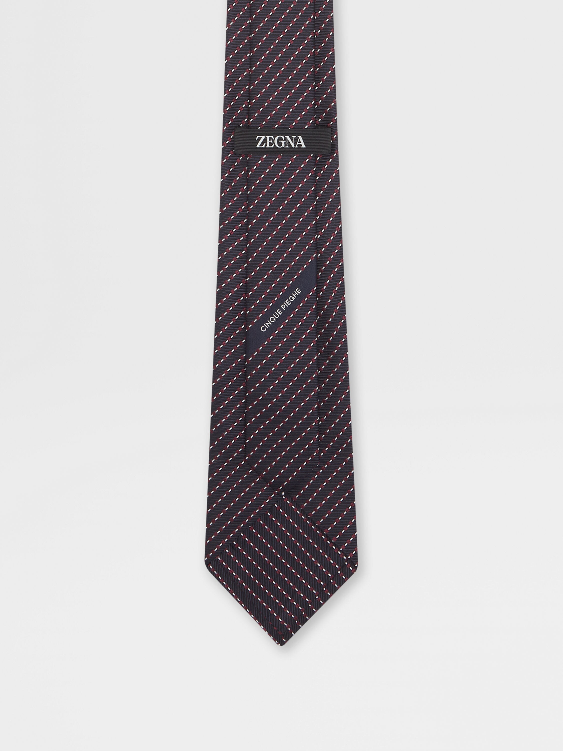 Dark Blue CINQUE PIEGHE Silk Tie Product detail photo #2