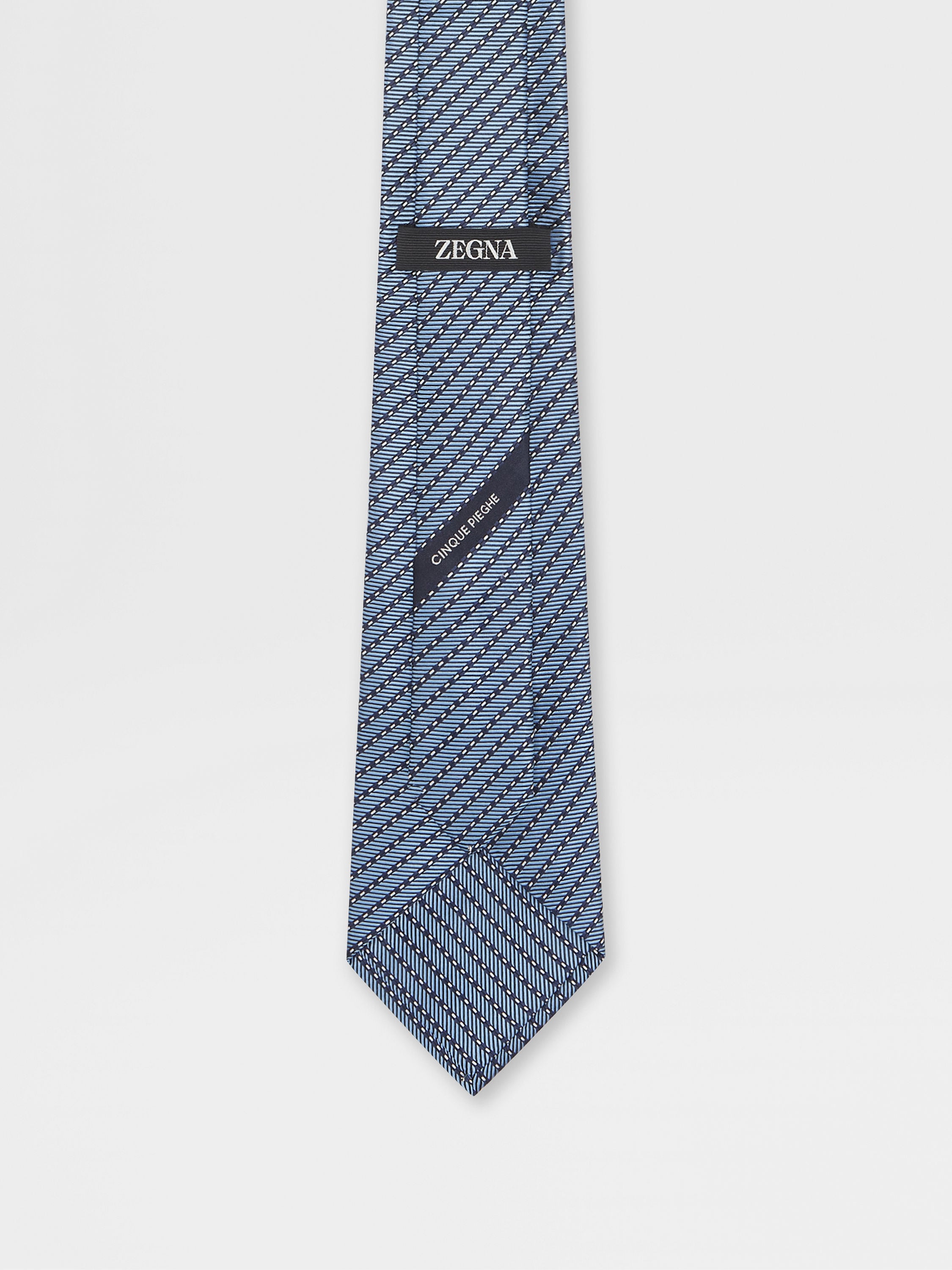 Light Blue CINQUE PIEGHE Silk Tie Product detail photo #2