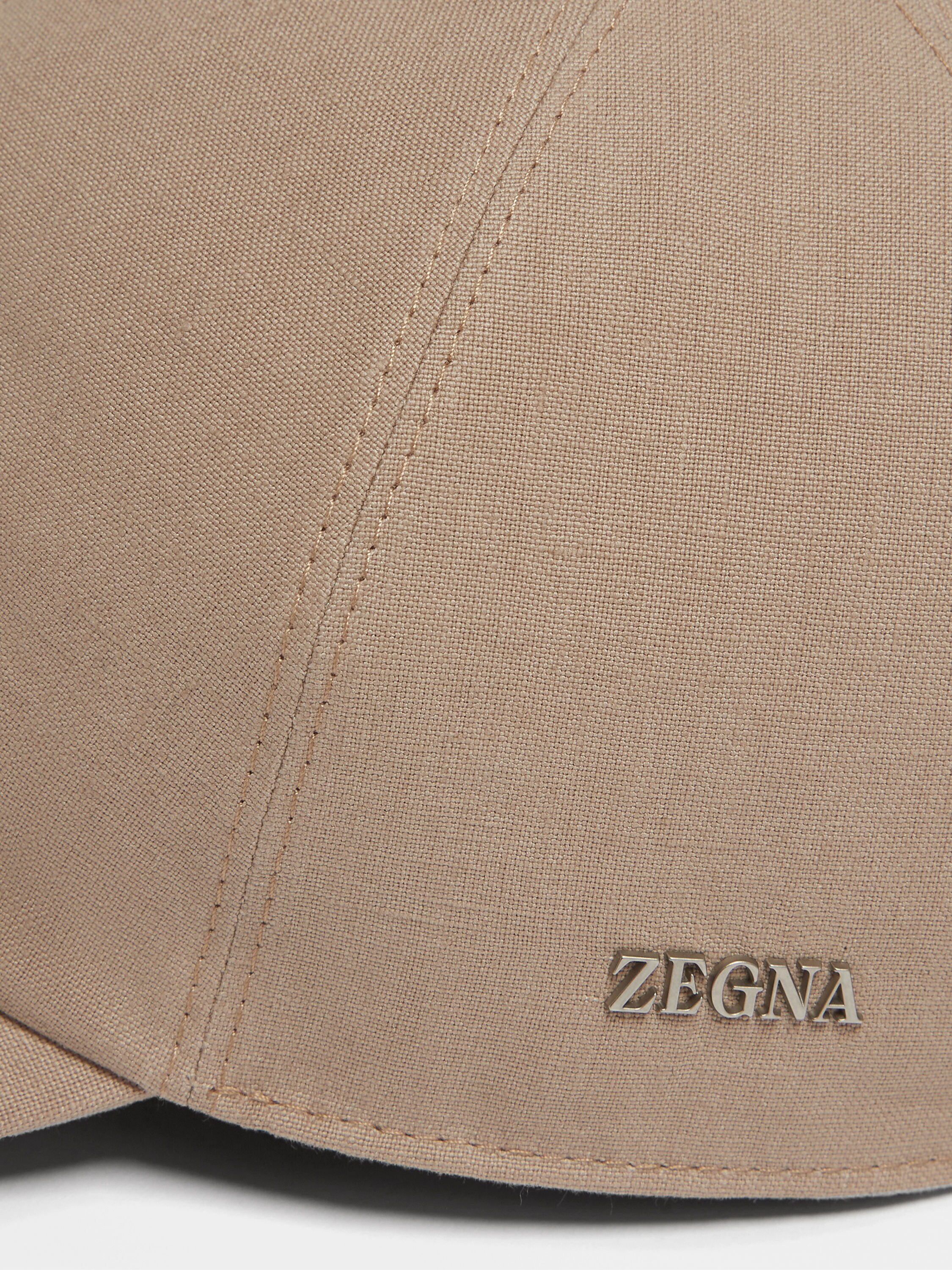 Beige Oasi Lino Baseball Cap Product detail photo #1