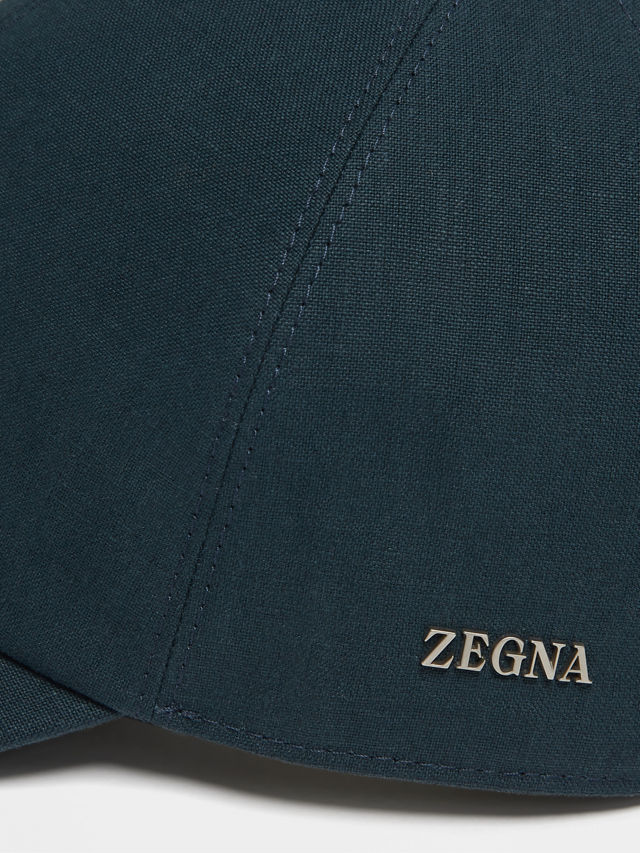 Teal Blue Oasi Lino Baseball Cap Product detail photo #1