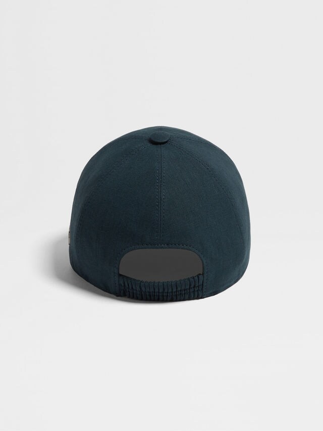 Teal Blue Oasi Lino Baseball Cap Product detail photo #2