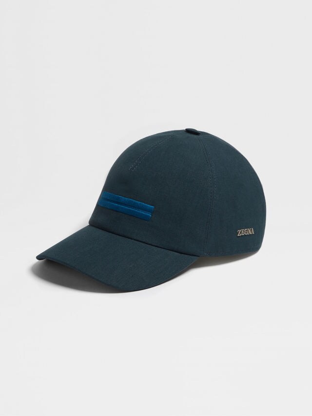 Teal Blue Oasi Lino Baseball Cap Main product photo