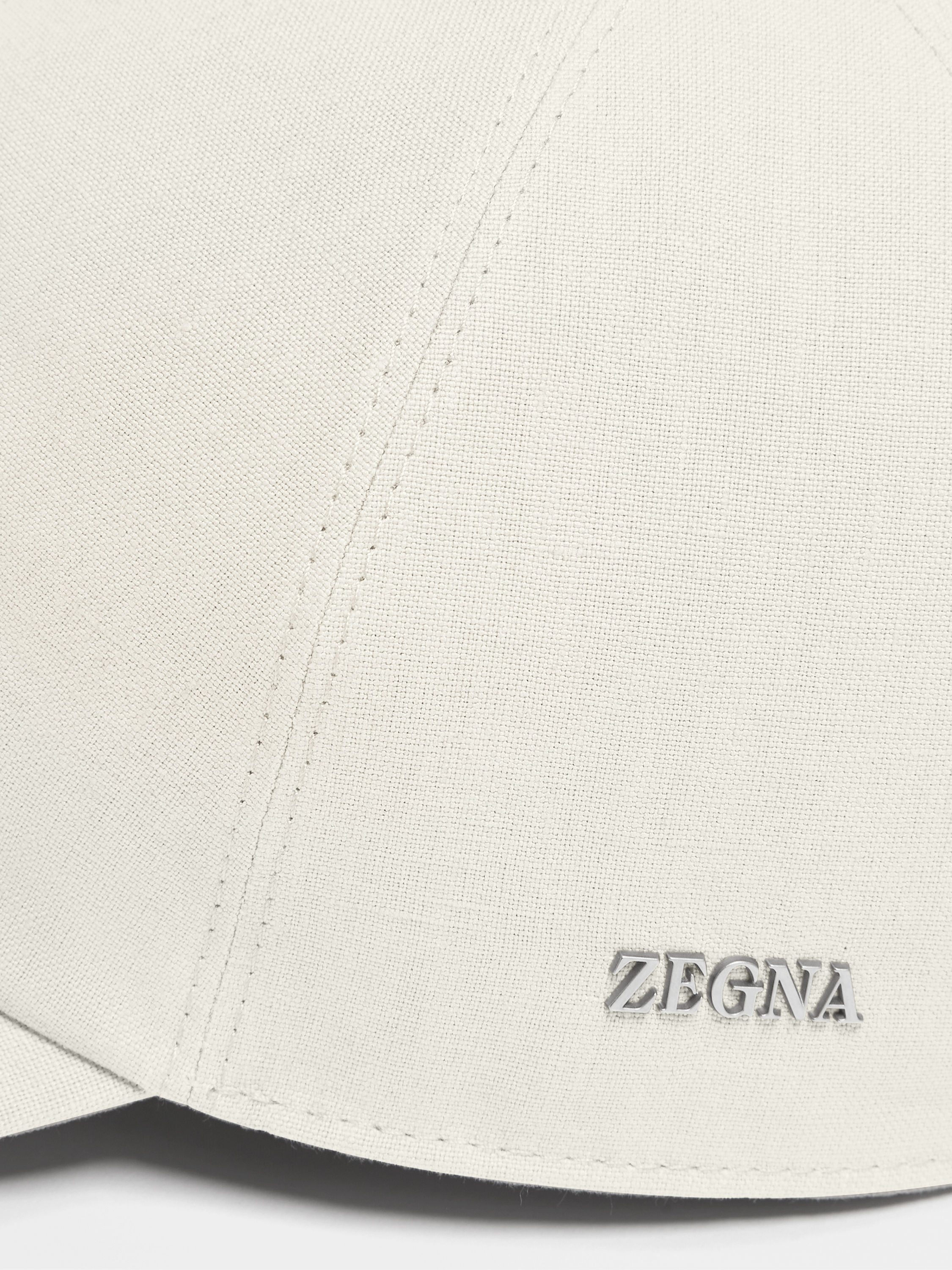 White Oasi Lino Baseball Cap Product detail photo #1