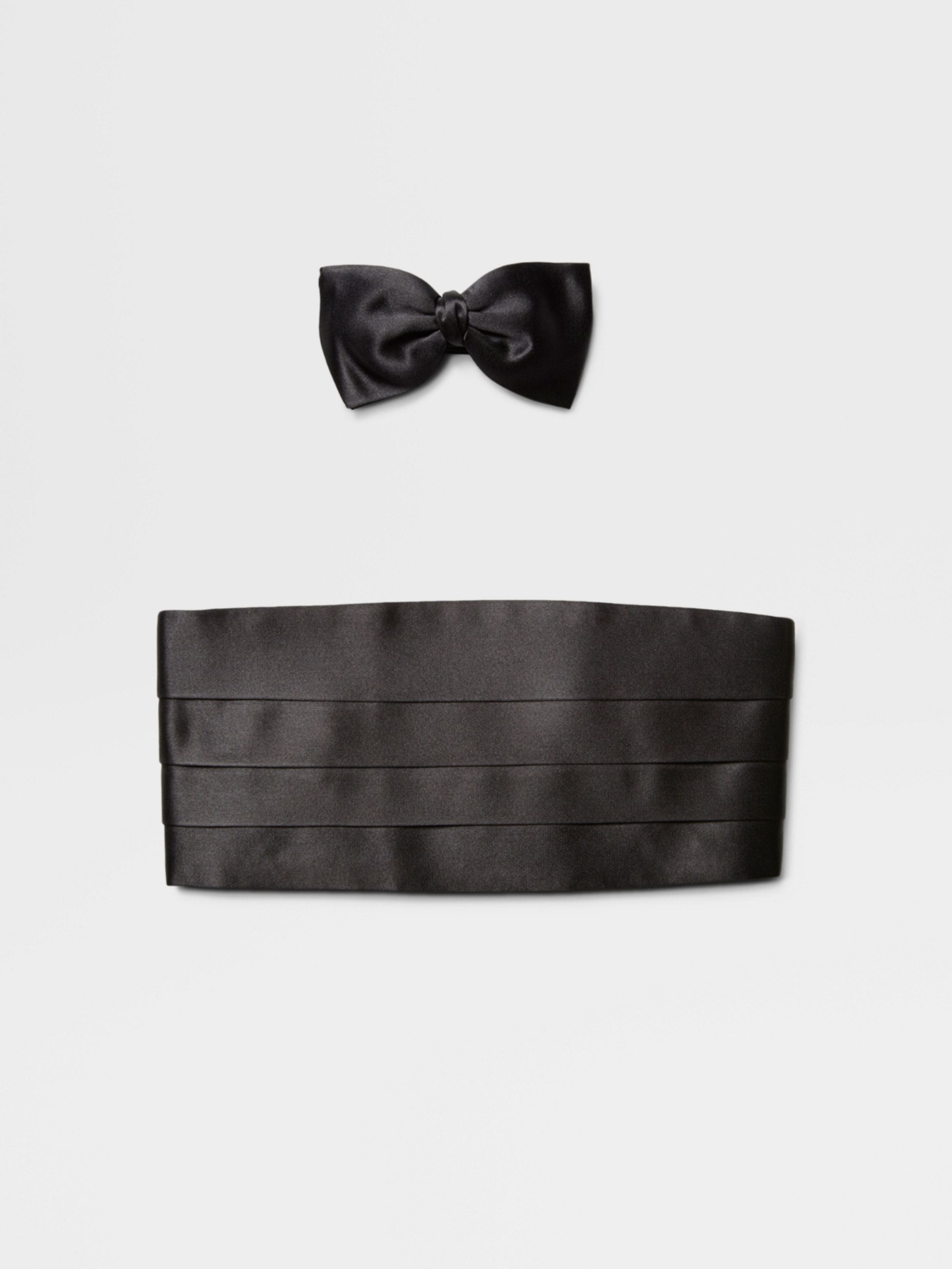 Black Silk Bow Tie And Cummerbund Set